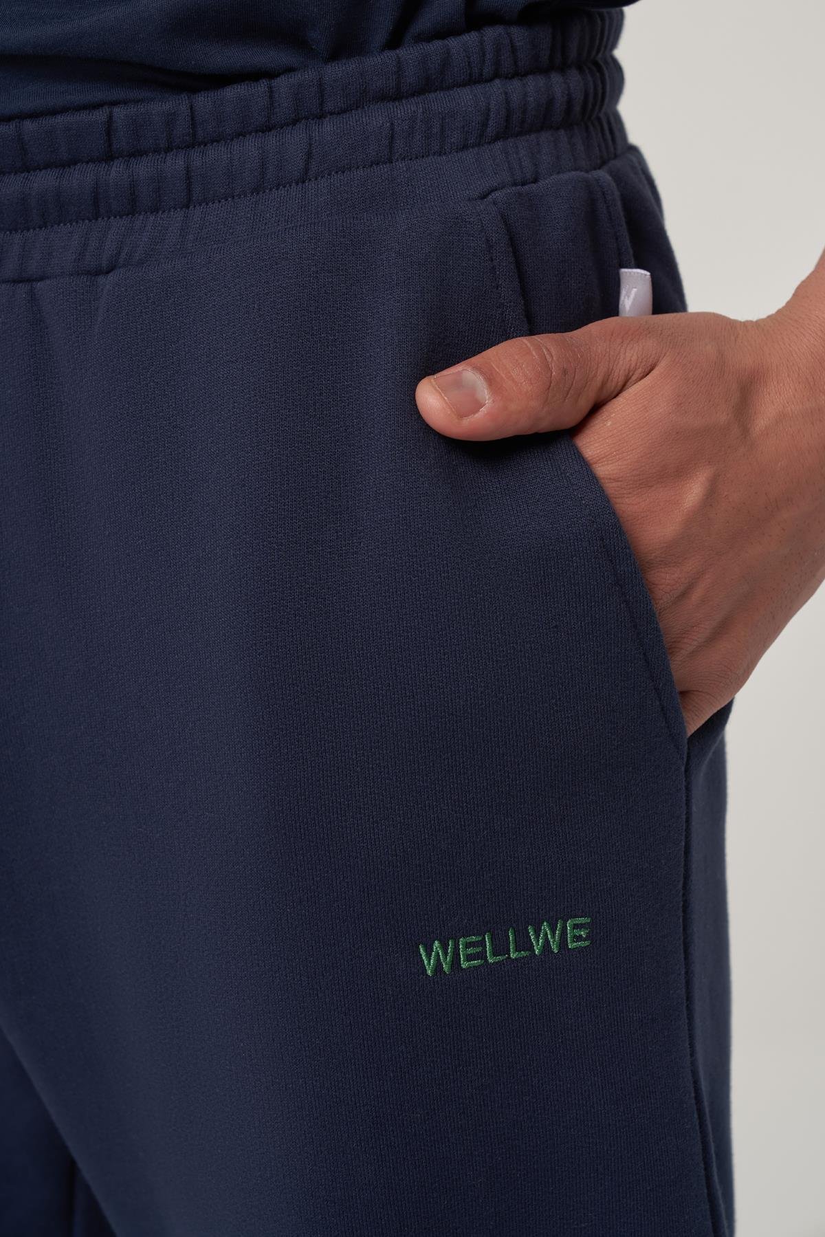 WELLWE-JULLY lacivert nakış detaylı relaxed fit jogger-Eşofman altı