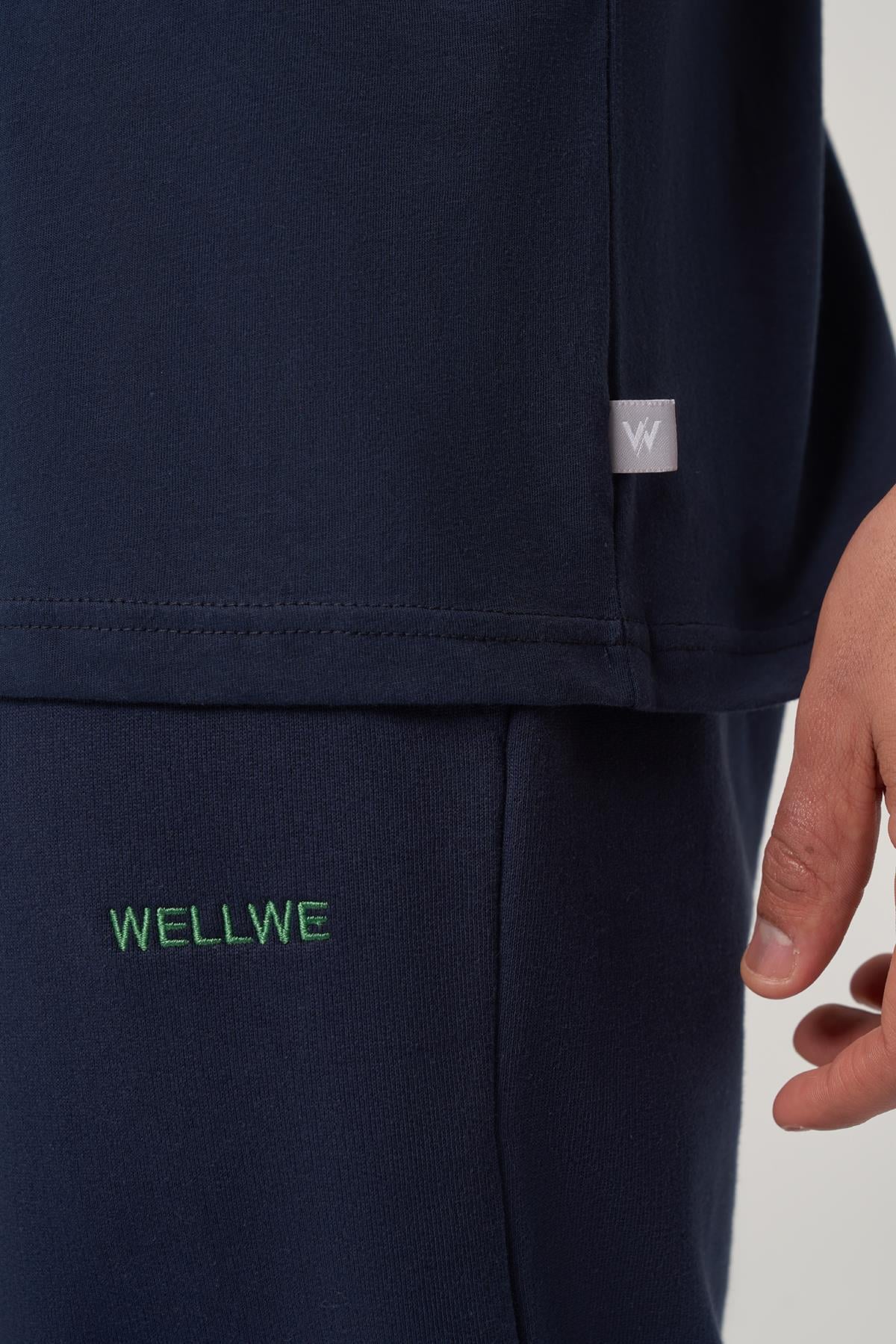 WELLWE-JULLY lacivert nakış detaylı relaxed fit jogger-Eşofman altı