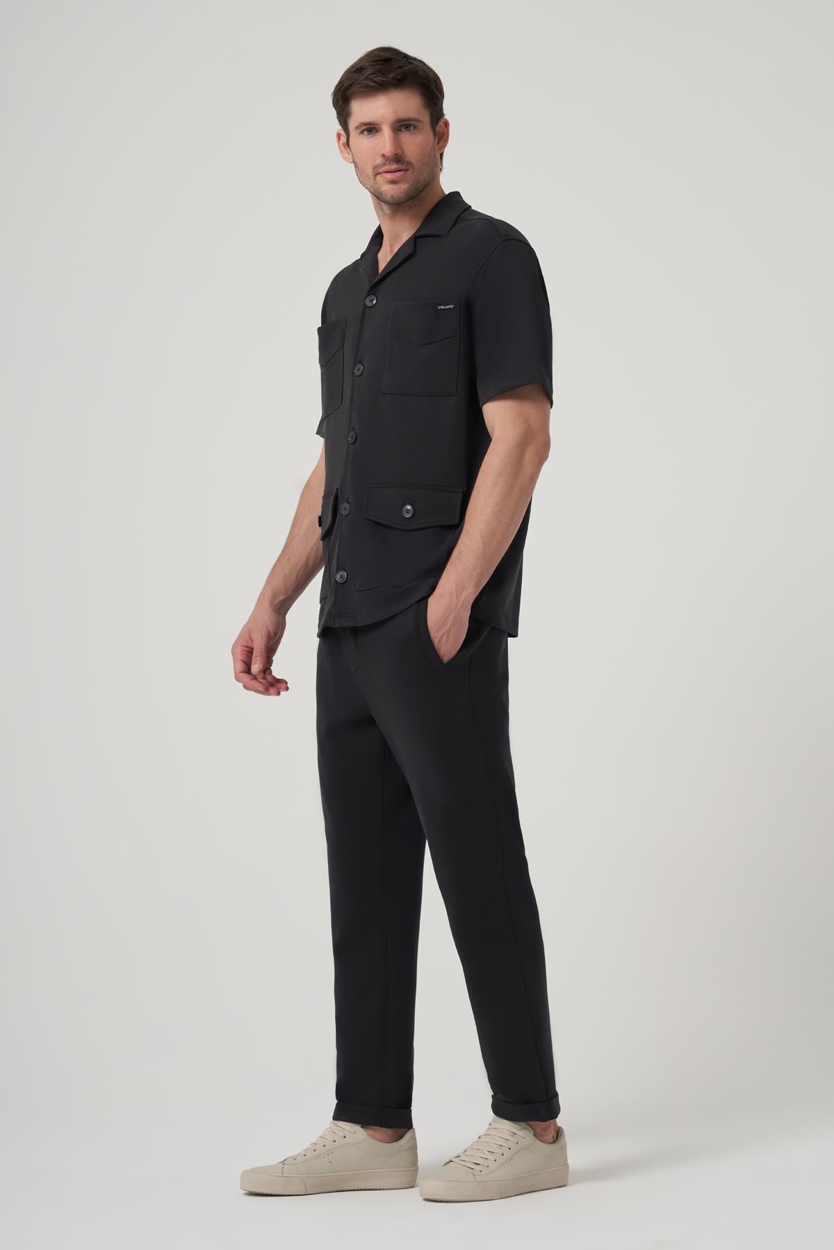 WELLWE-LOUIS SİYAH MODAL İÇERİKLİ, 4 CEPLİ RELAXED FİT GÖMLEK-Gömlek