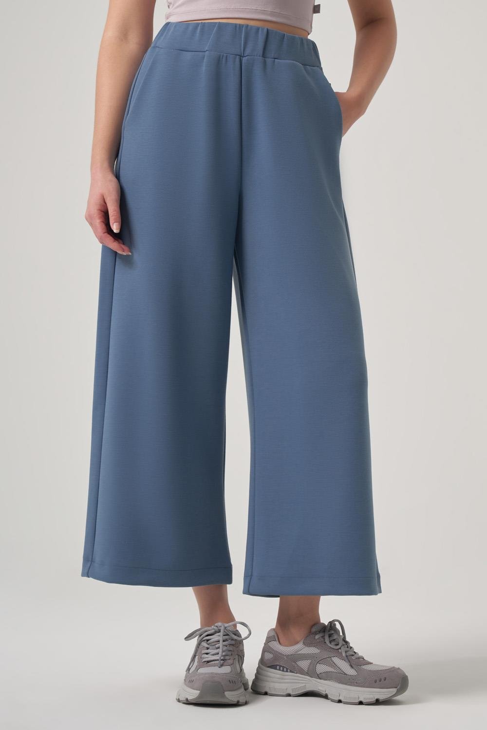 WELLWE-MERCİA indigo ultra relax yumuşak kumaş bol paça bilek boy jogger-Eşofman altı