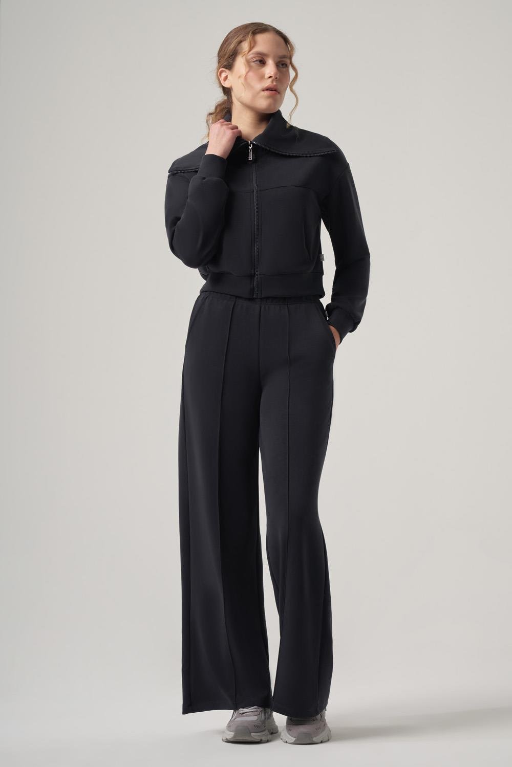 WELLWE-MONTERO antrasit modal kumaş ultra relax bol paça jogger-Eşofman altı
