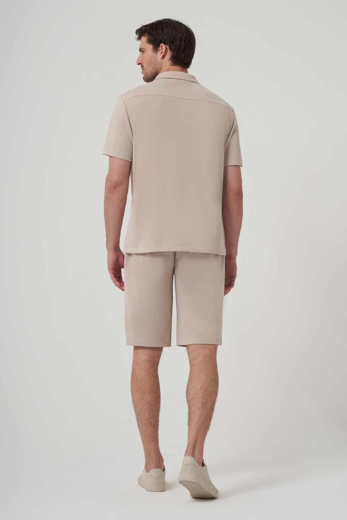 WELLWE-SANWAY MODAL İÇERİKLİ RELAXED FIT MONO YAKA PİKE GÖMLEK-Gömlek