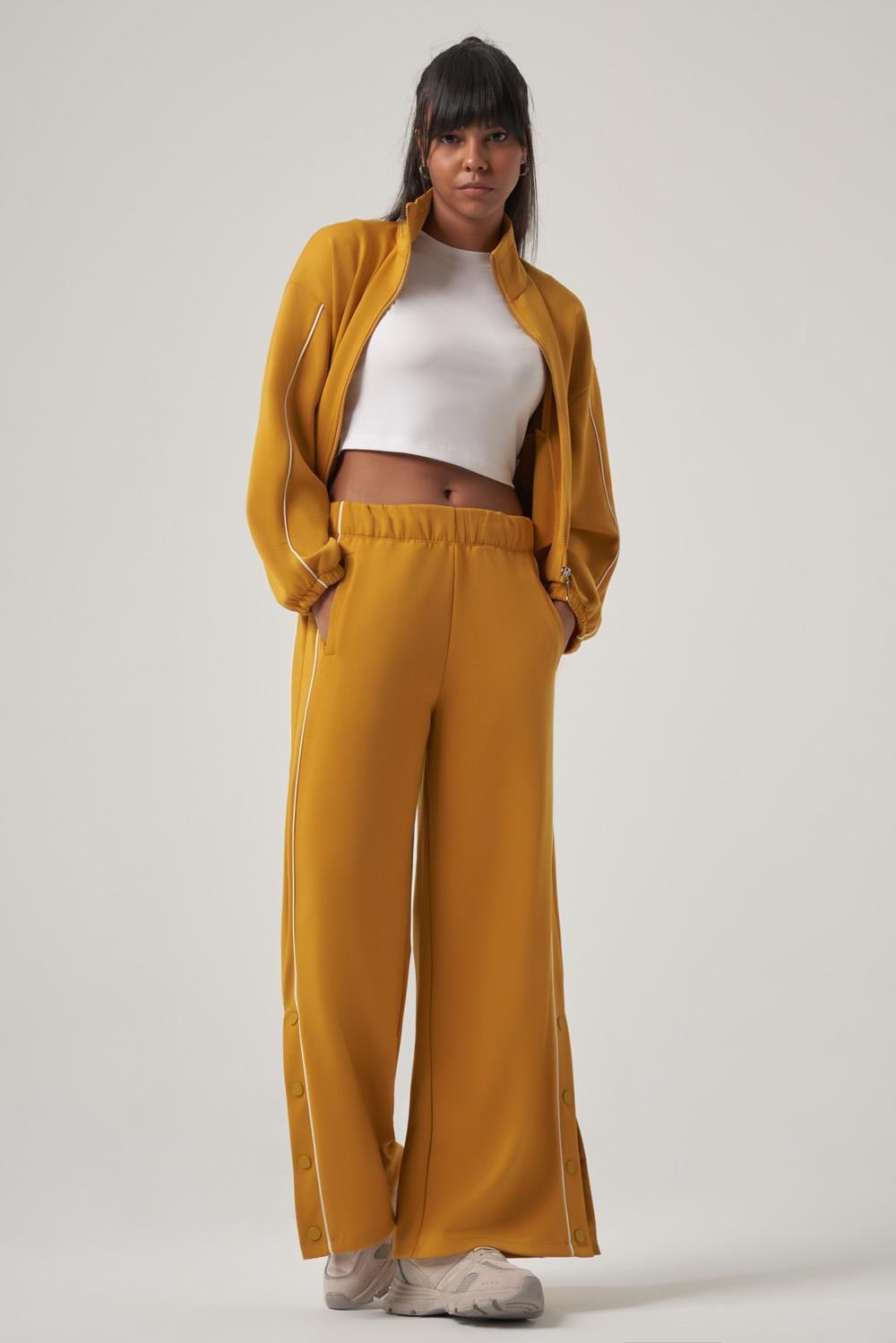 WELLWE-SHEDA hardal ultra relax yumuşak kumaş bul paça jogger-Eşofman altı