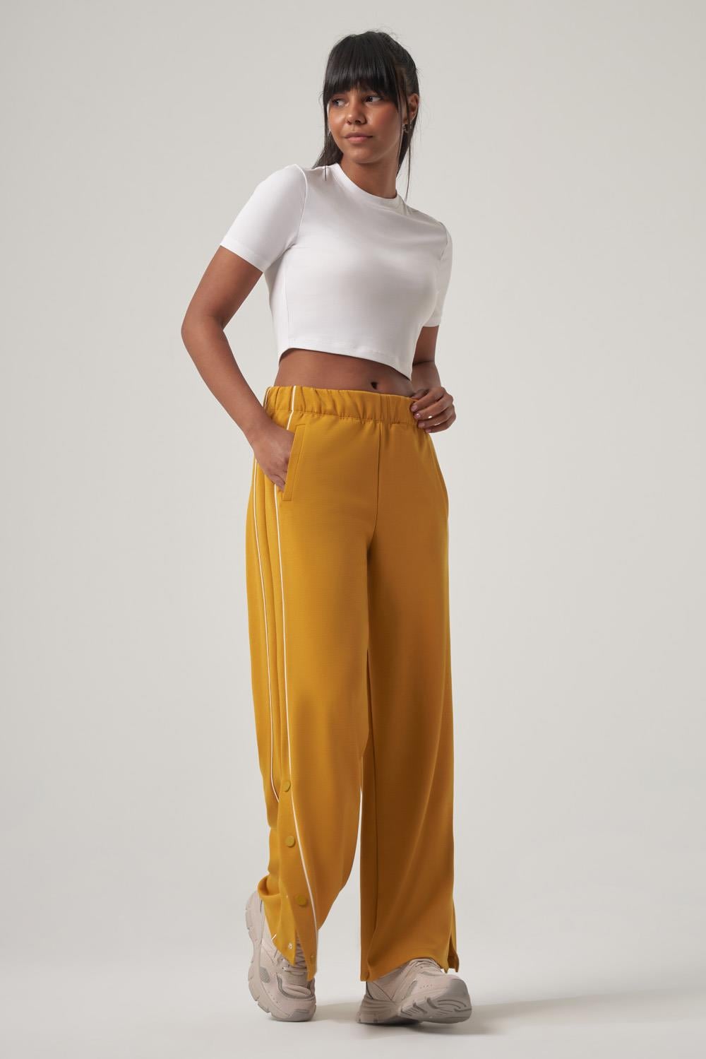 WELLWE-SHEDA hardal ultra relax yumuşak kumaş bul paça jogger-Eşofman altı