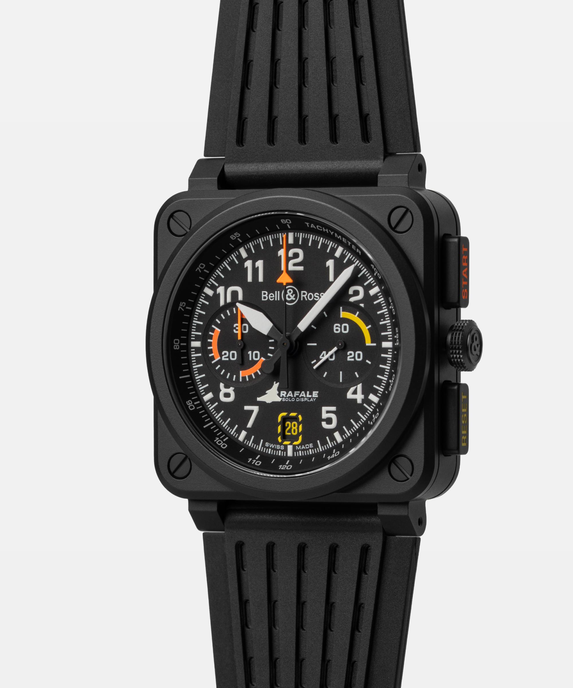 Bell & Ross BR 03 Chrono Rafale Solo Black Matt BR0394.RSD.CE.SRB Erkek Kol Saati