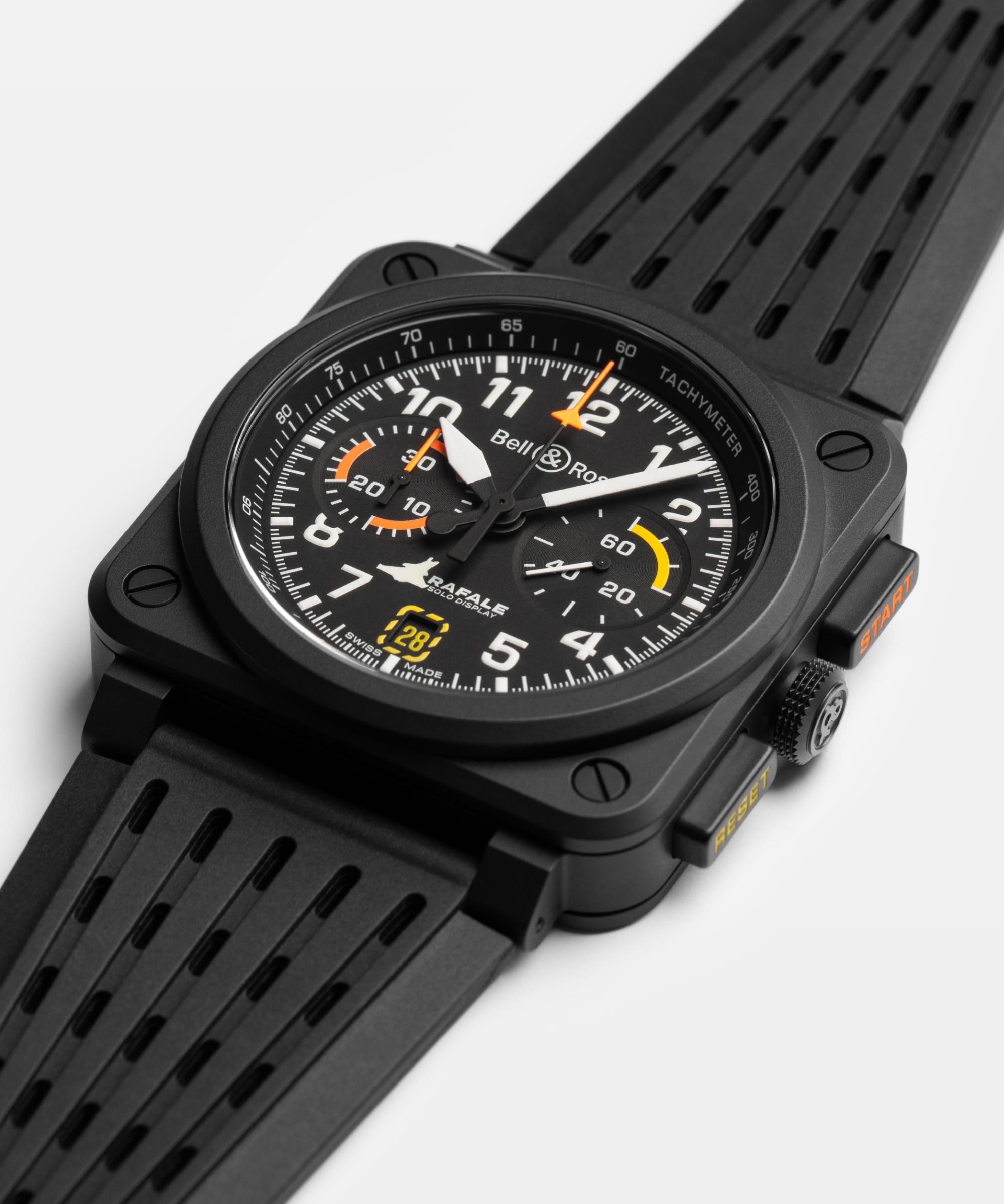 Bell & Ross BR 03 Chrono Rafale Solo Black Matt BR0394.RSD.CE.SRB Erkek Kol Saati