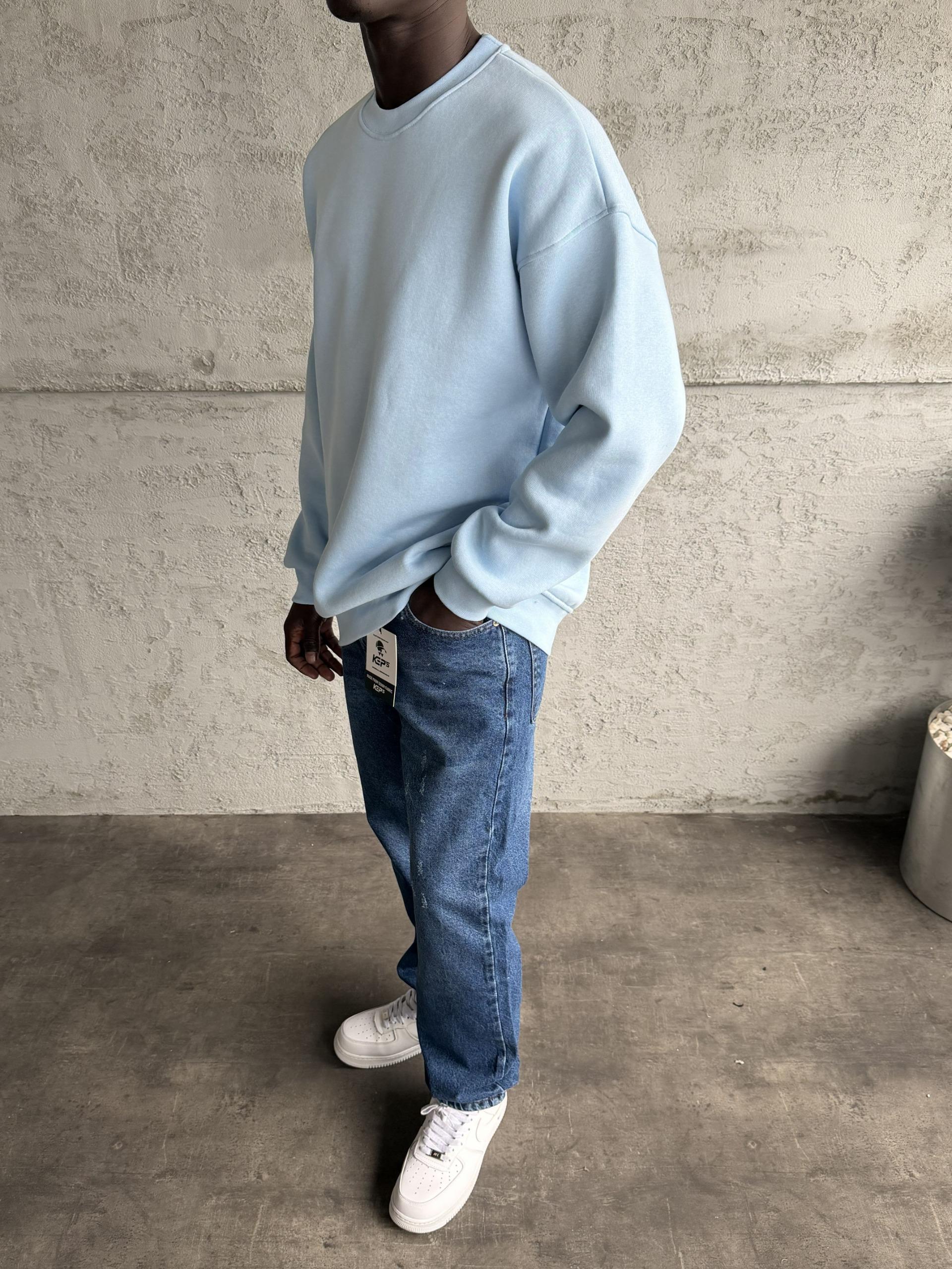 Bebe Mavi Bisiklet Yaka Basic Sweatshirt