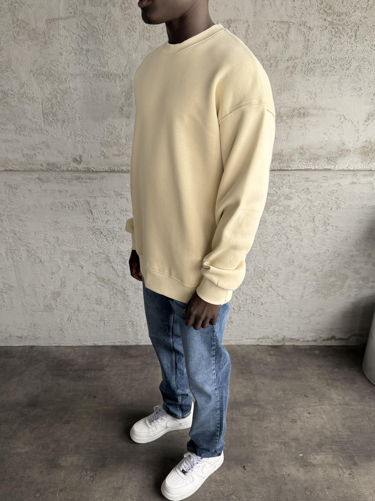 Bej Bisiklet Yaka Basic Sweatshirt