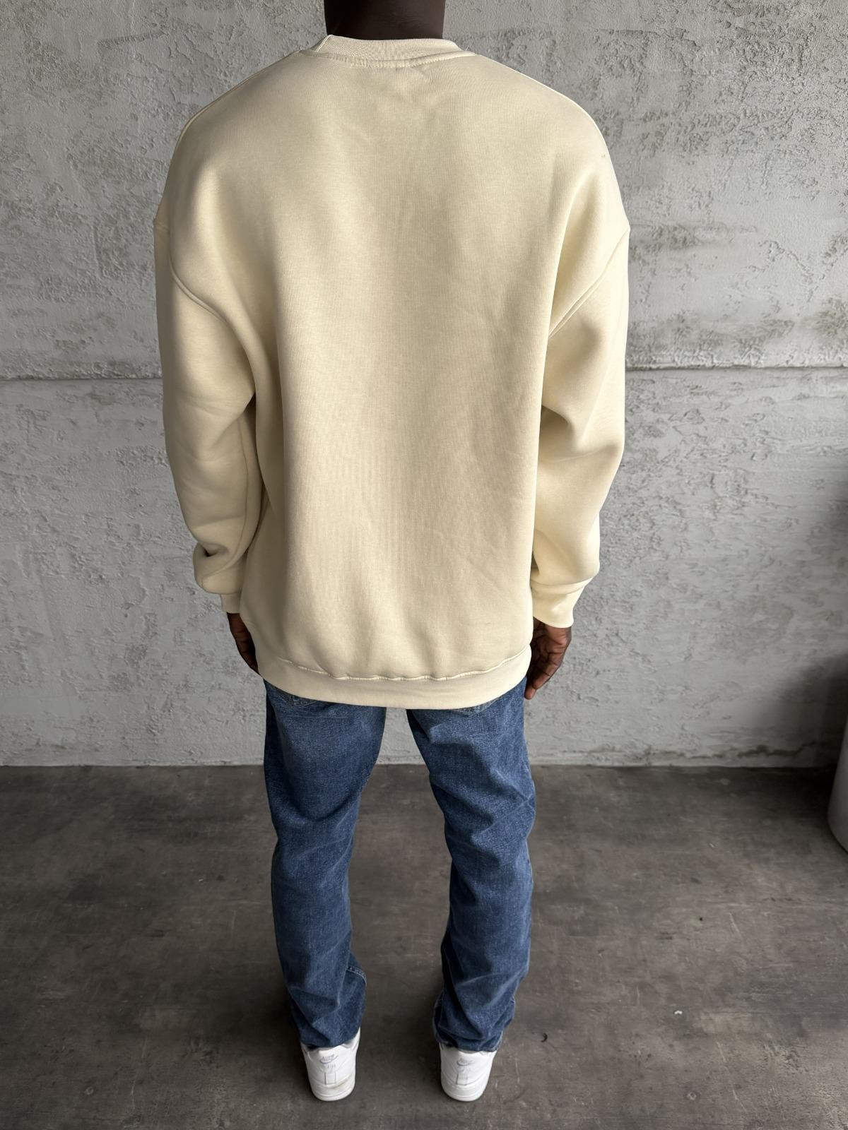 Bej Bisiklet Yaka Basic Sweatshirt