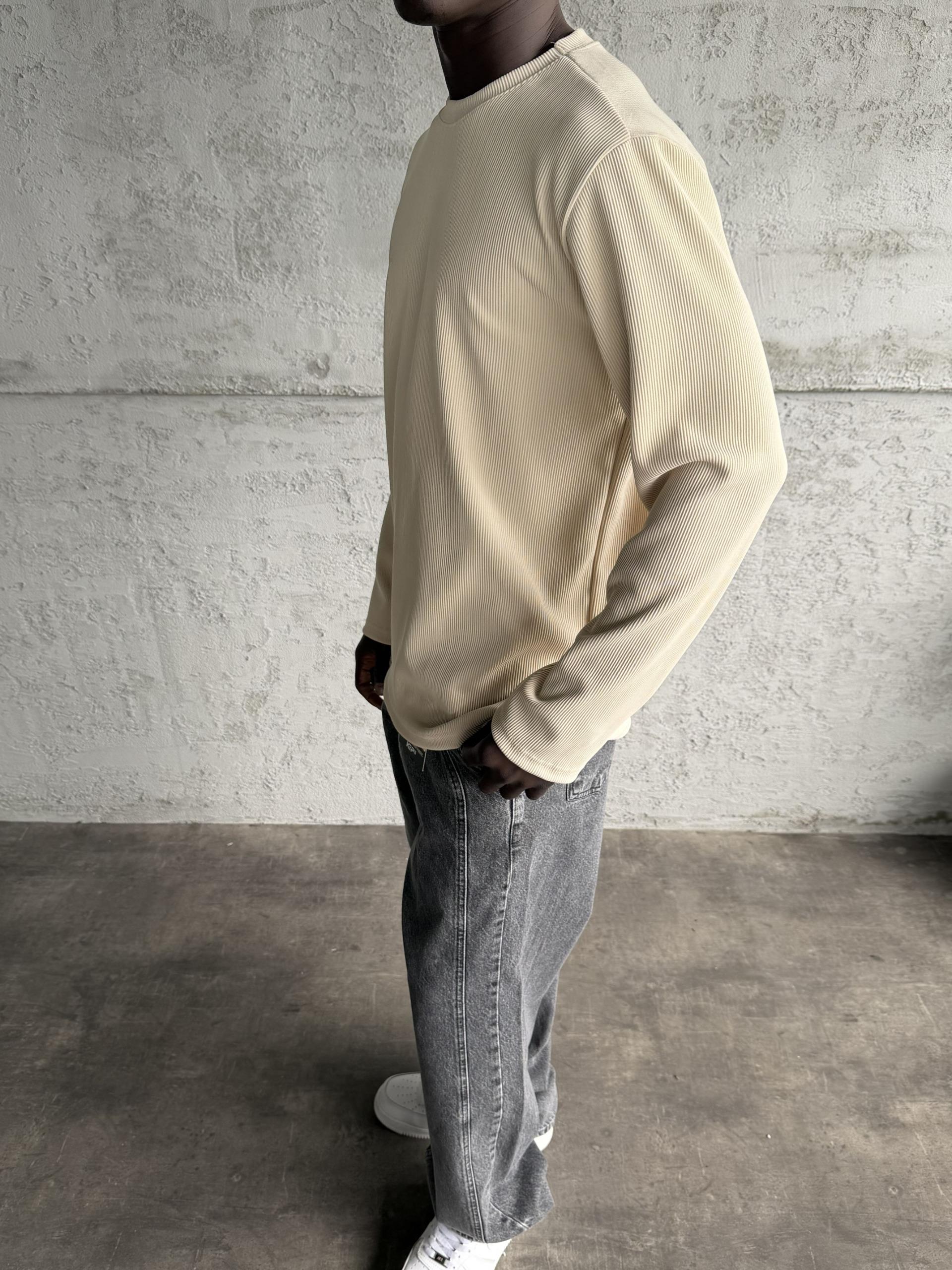 Bej Fitili Basic Sweatshirt