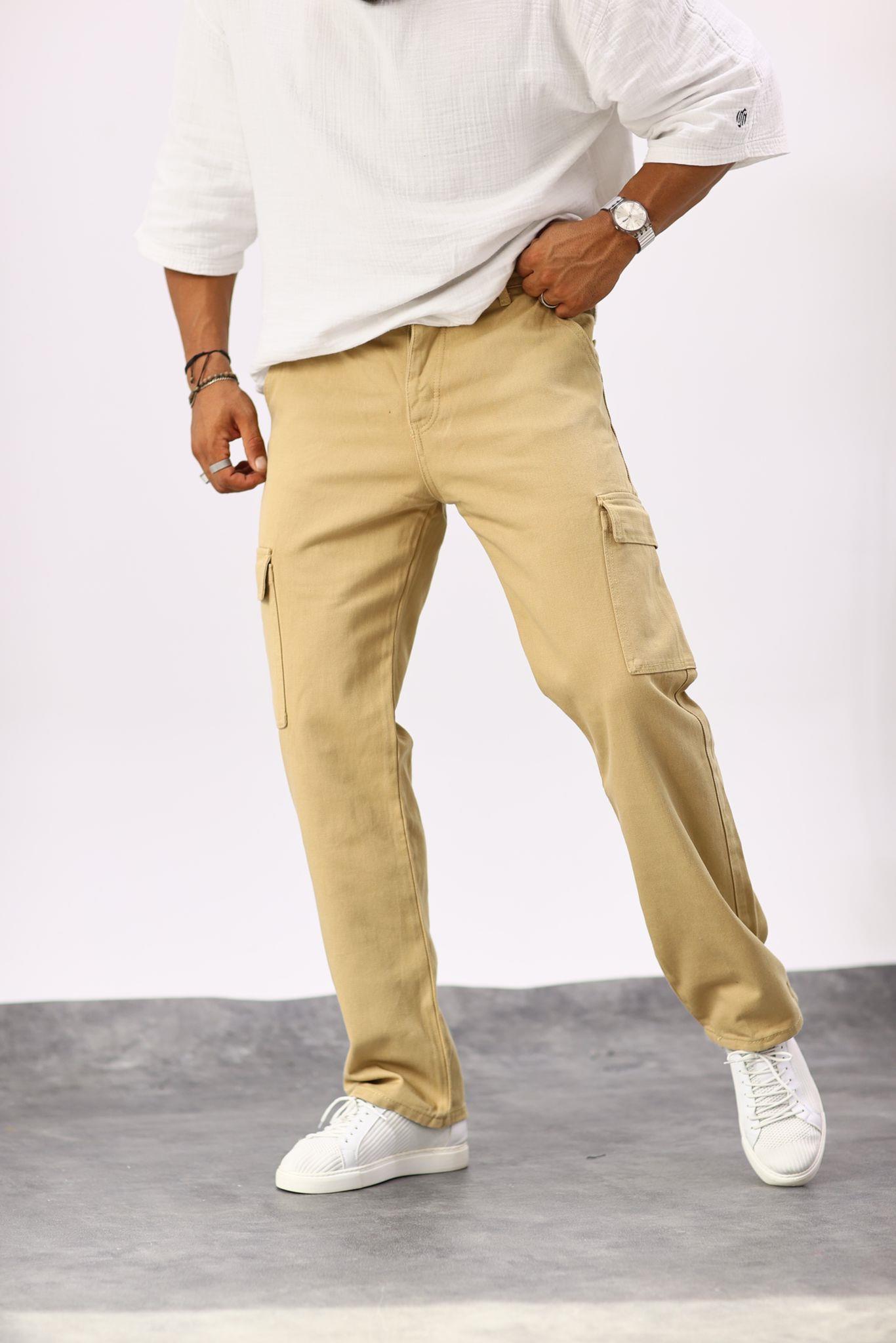 Bej Kargo Cep Baggy Jean