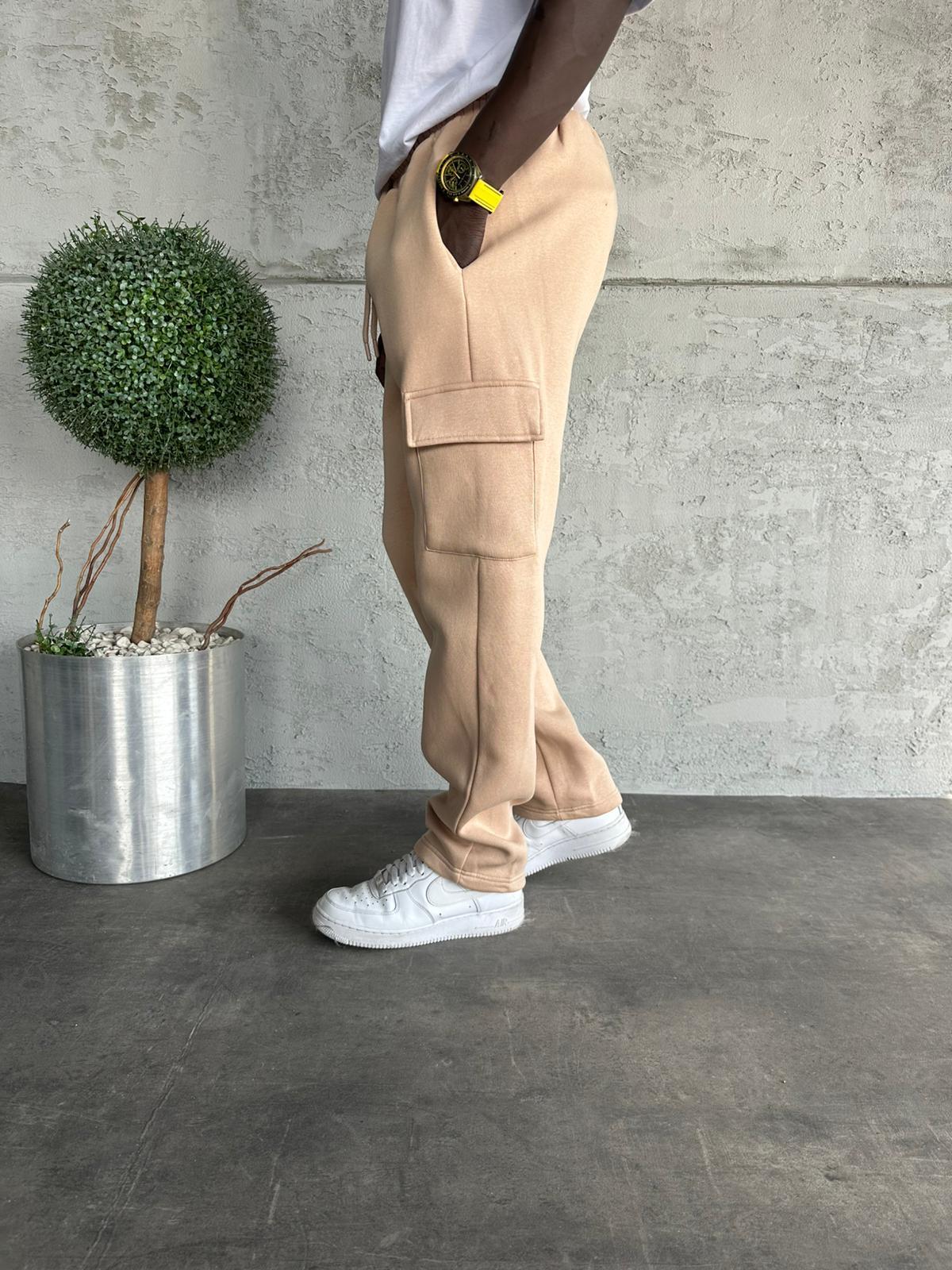 Krem Kargo Cep Eşofman