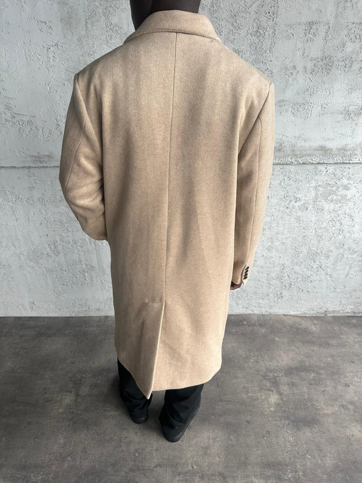 Bej Oversize Kaşe Kaban