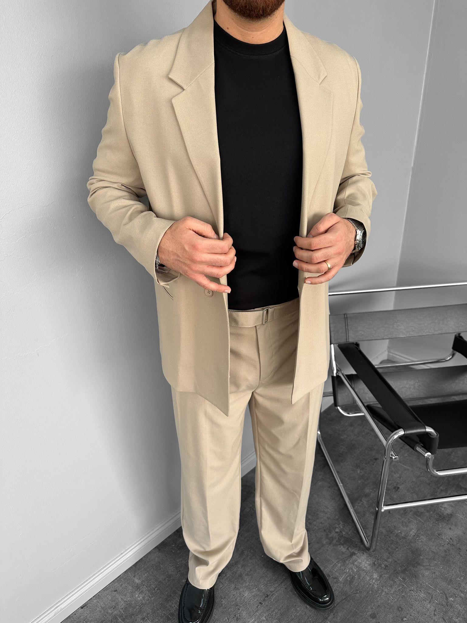 Bej Oversize Takım Elbise