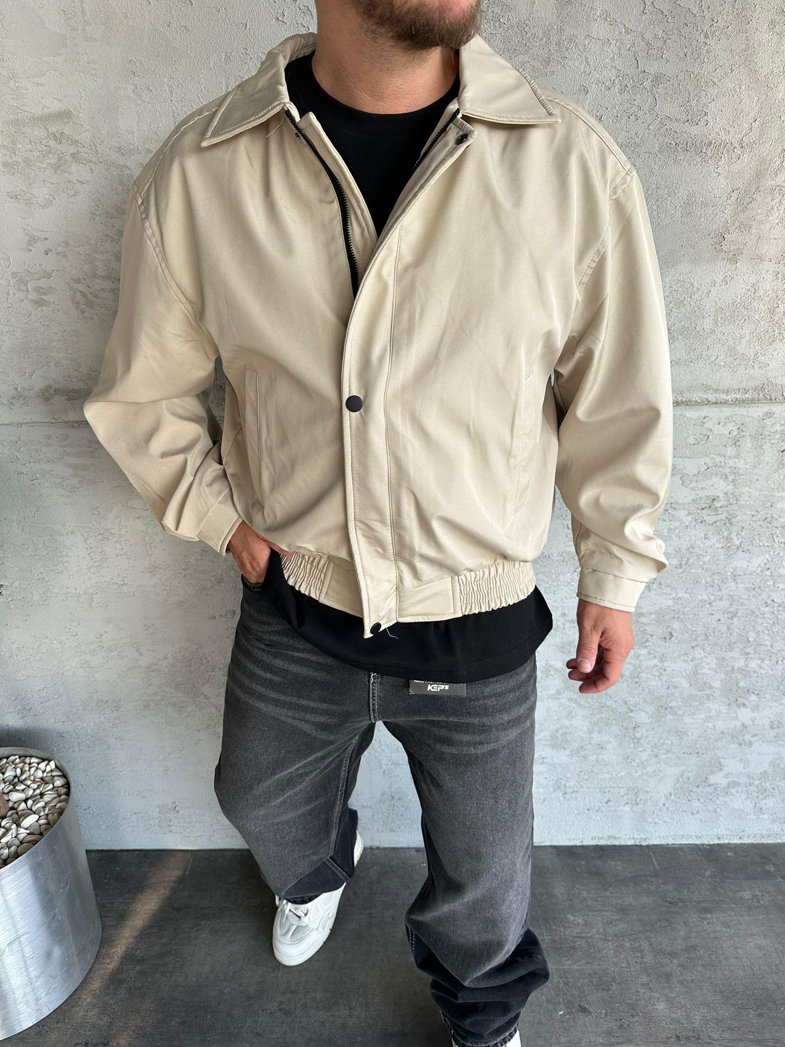 Bej Yağmurluk Bomber Ceket