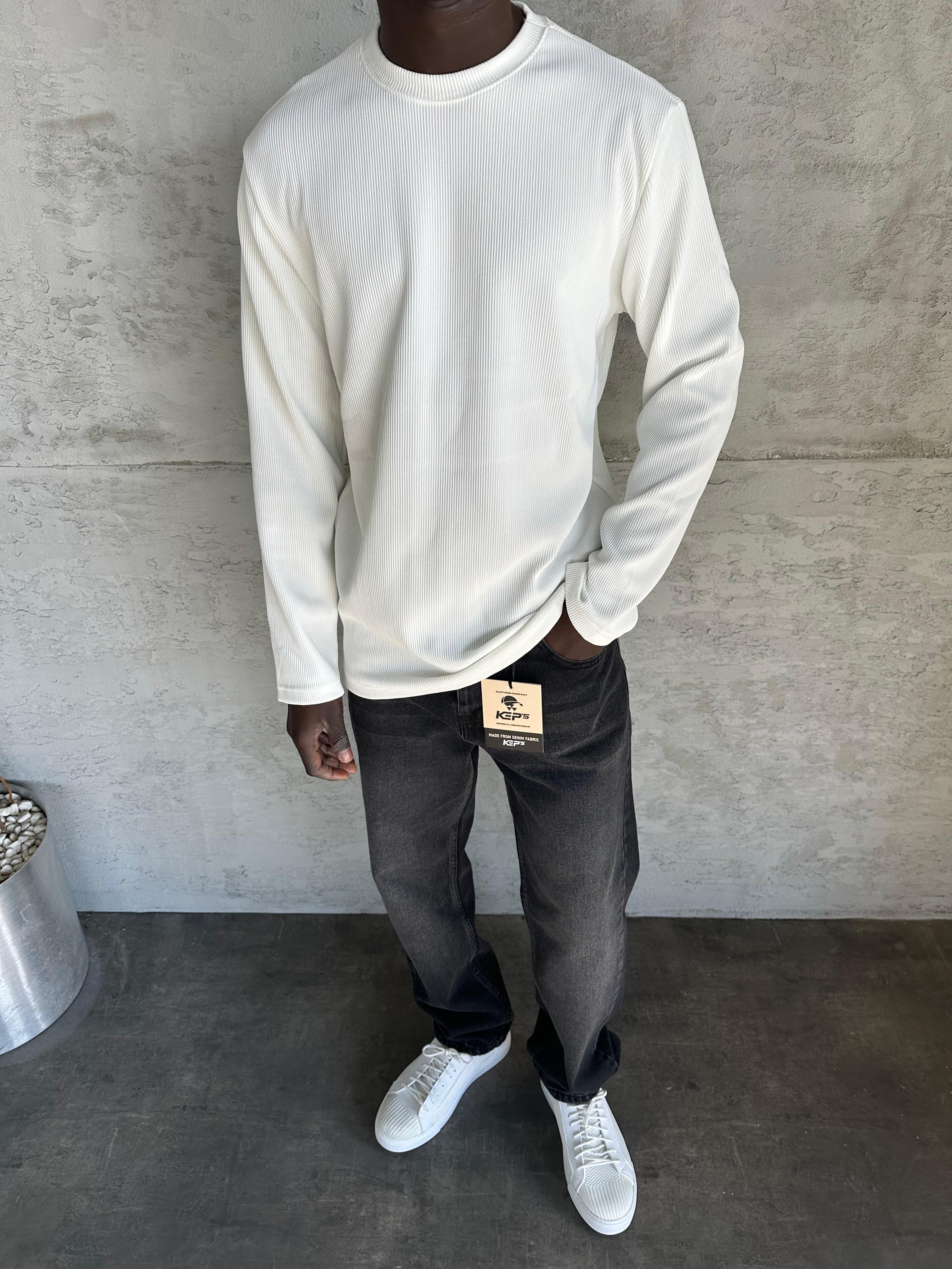 Beyaz Fitili Basic Sweatshirt