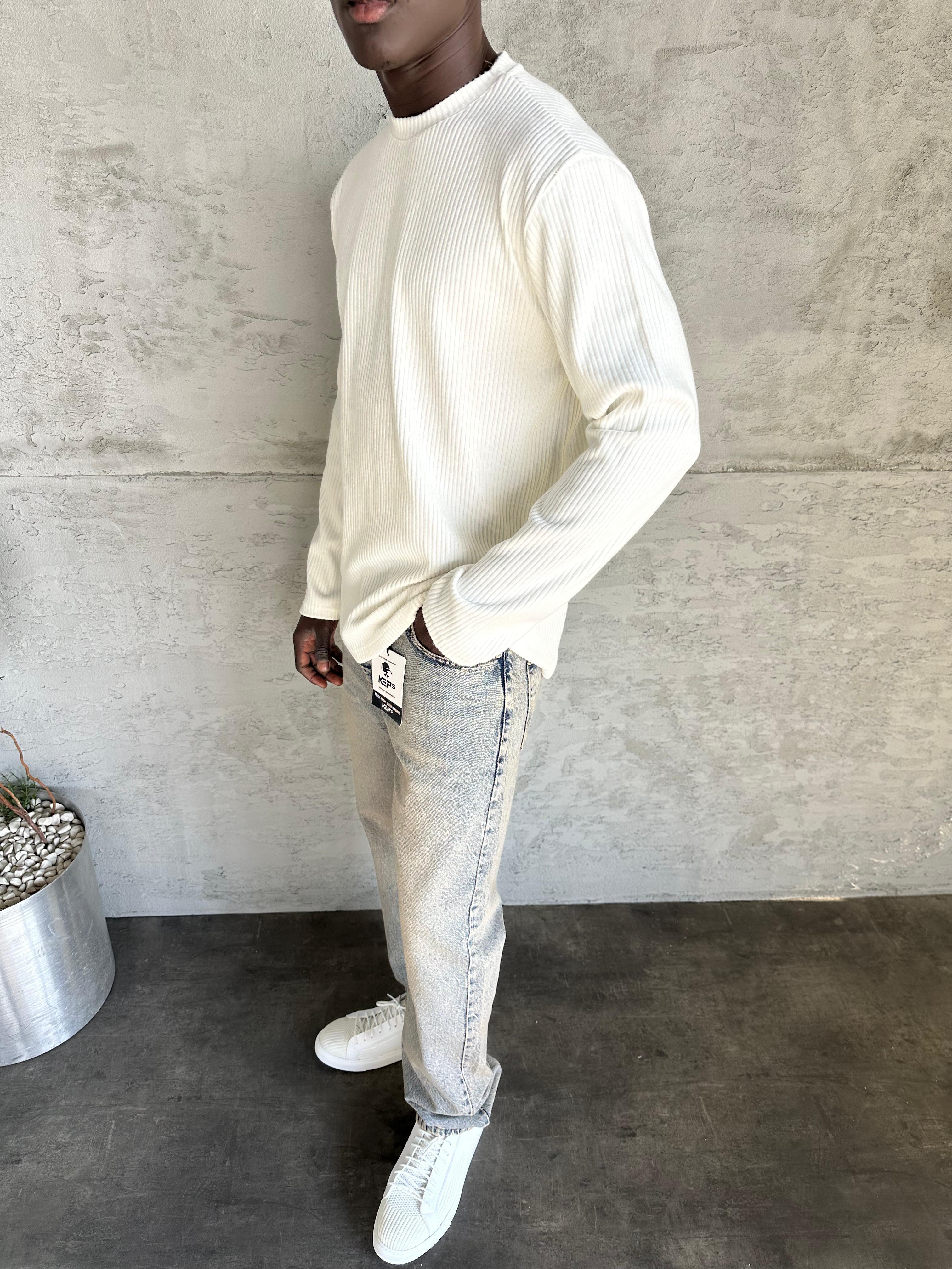 Beyaz Fitilli Basic Sweatshirt