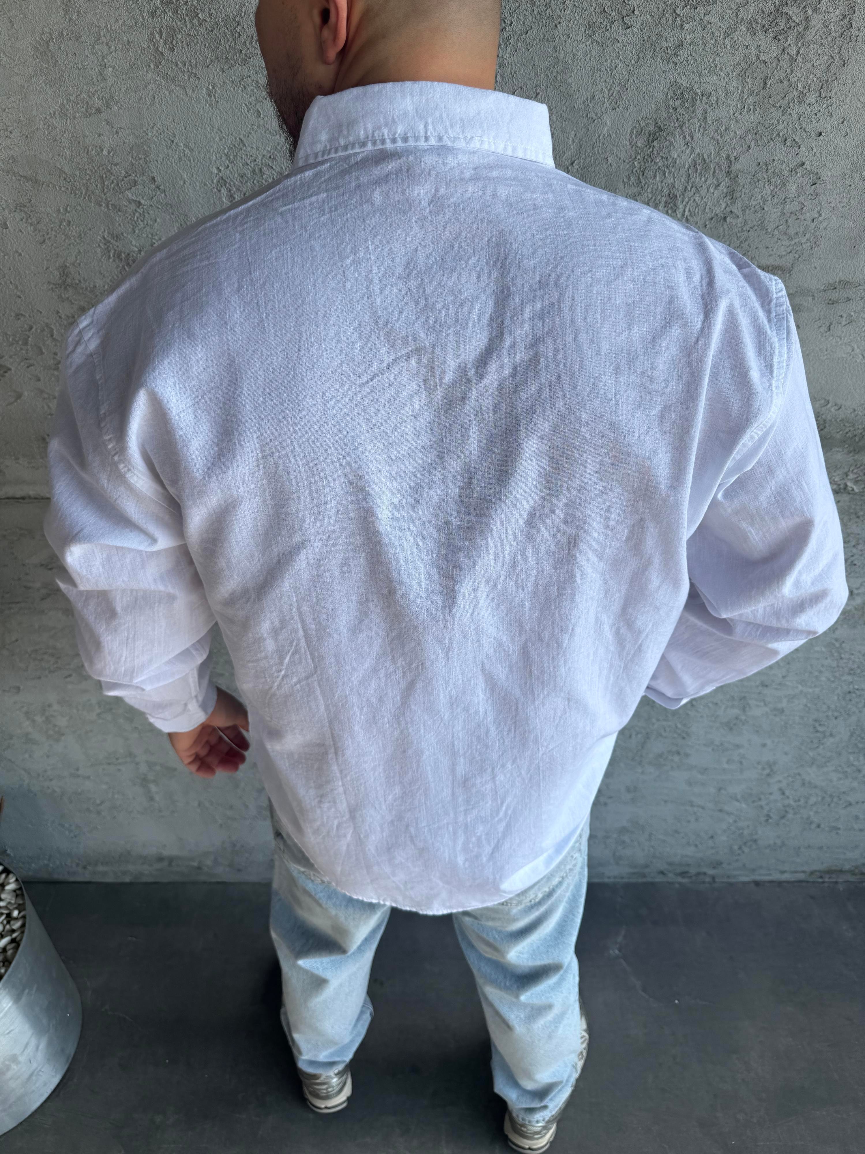 Beyaz Fresh Keten Basic Gömlek