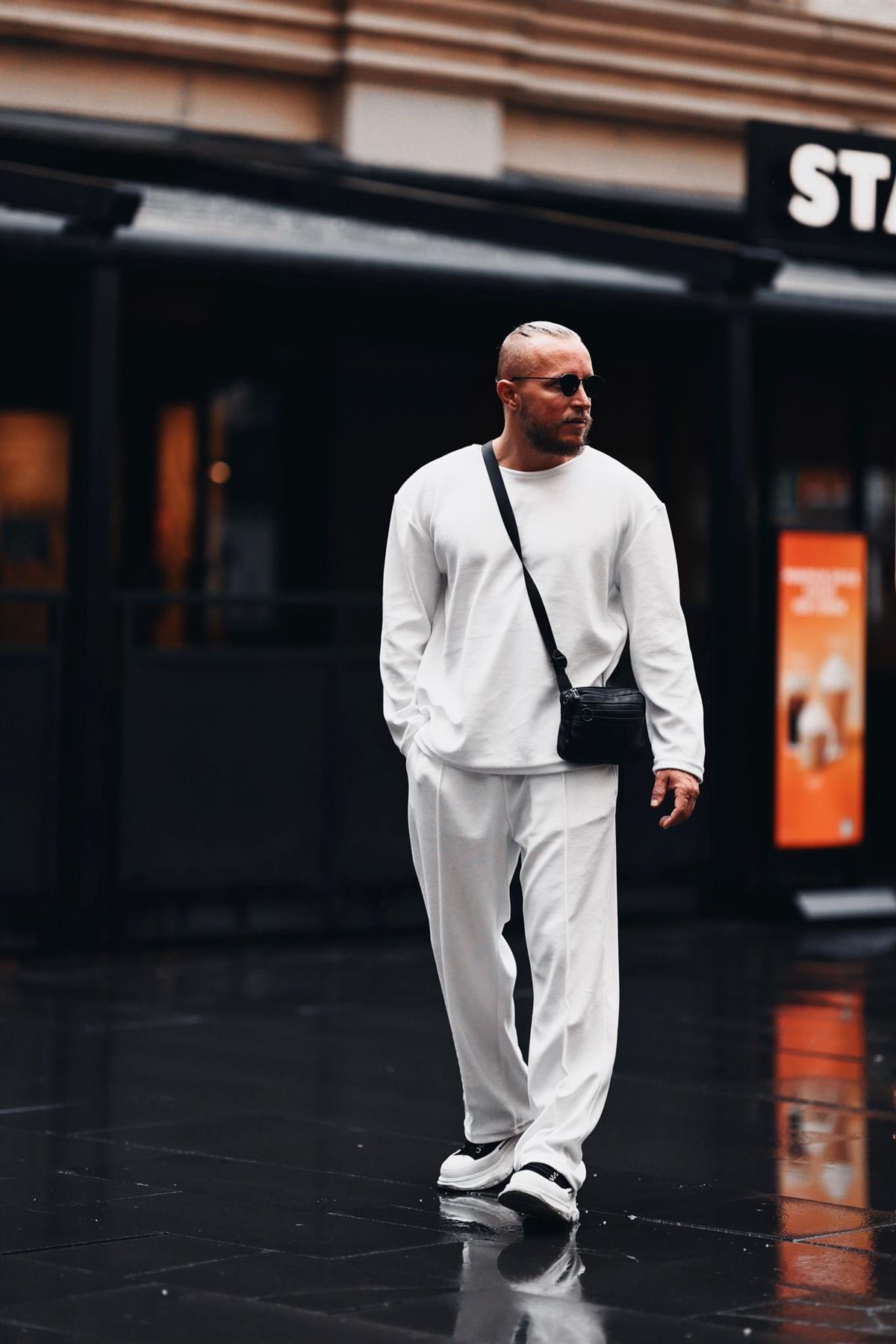 Beyaz Havlu Kumaş Basic Sweatshirt