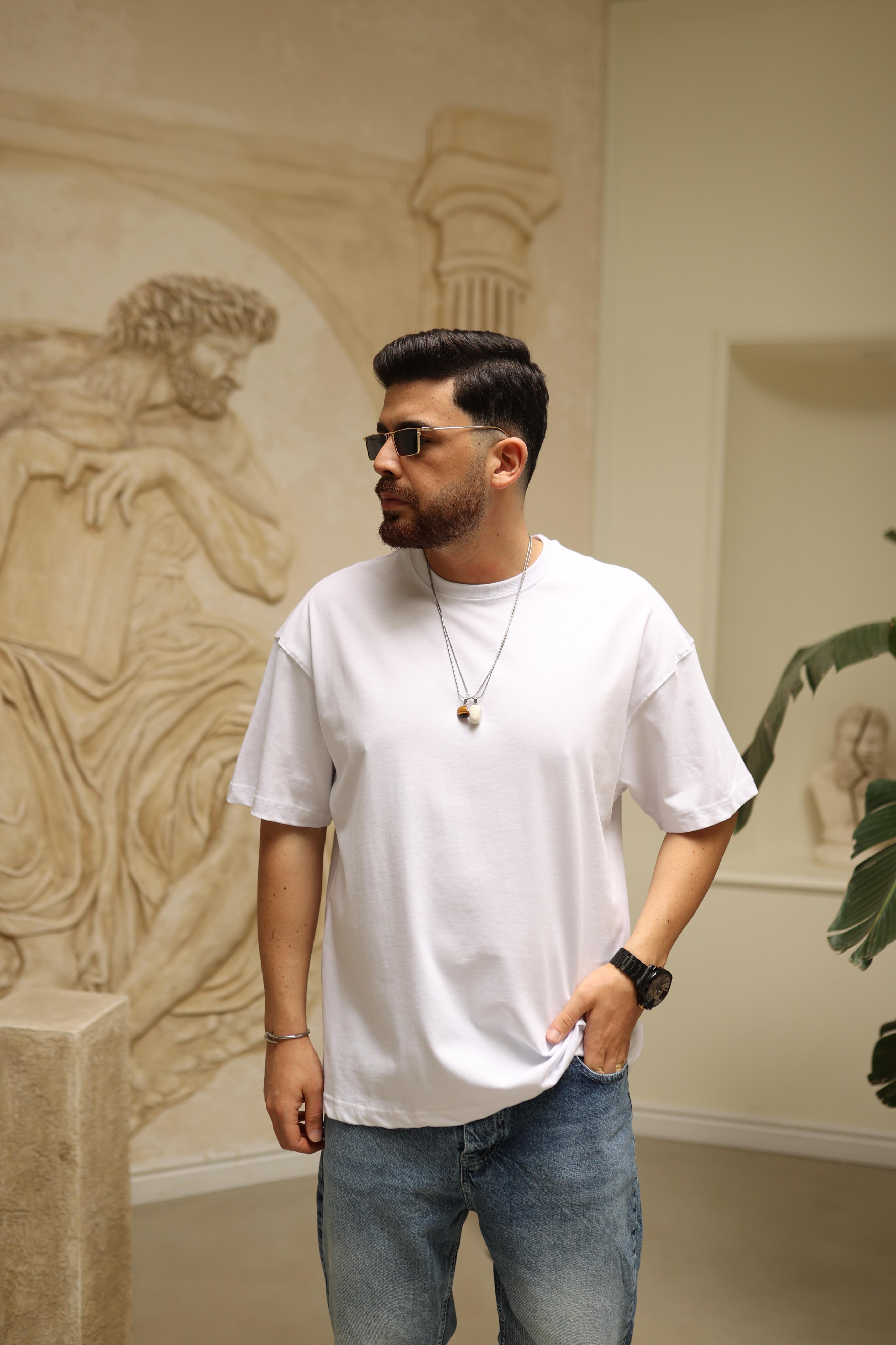 Beyaz Oversize Basic T-Shirt