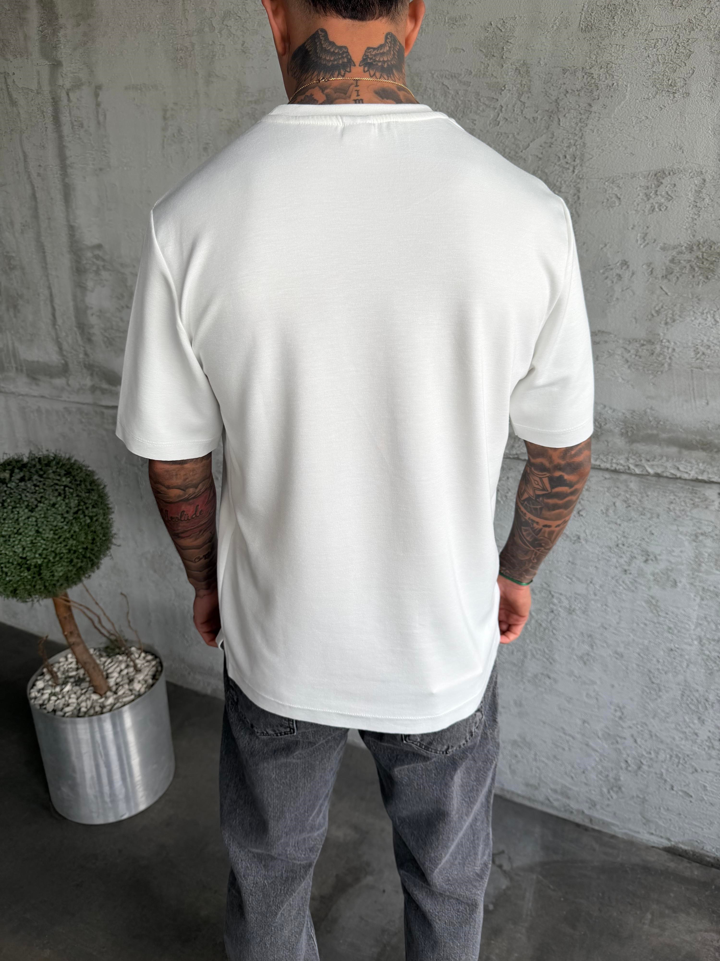 Beyaz Premium Kumaş Basic T-Shirt