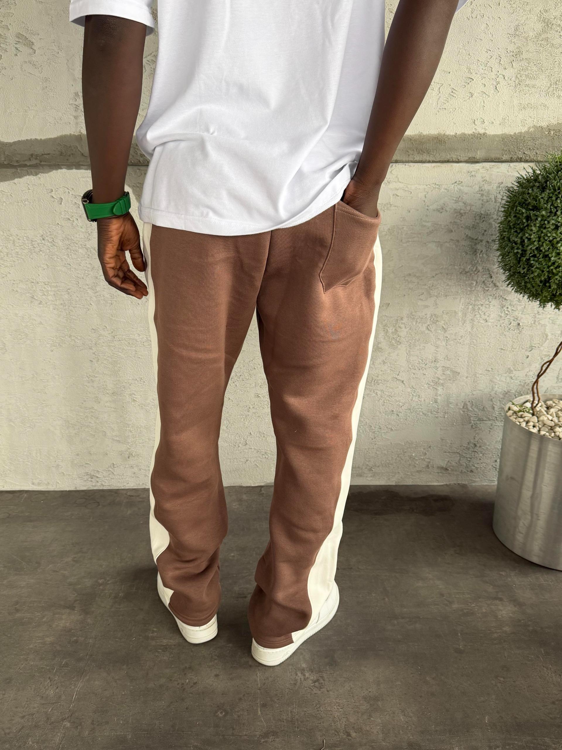 Beyaz Şeritli Kahve Eşofman