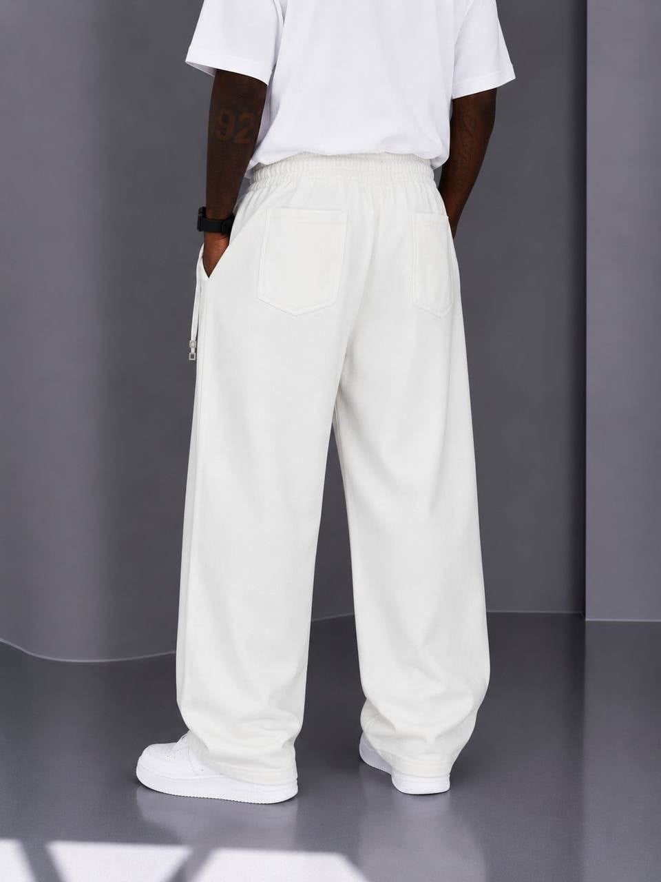 Ekru Gabardin Kumaş Baggy Pantolon