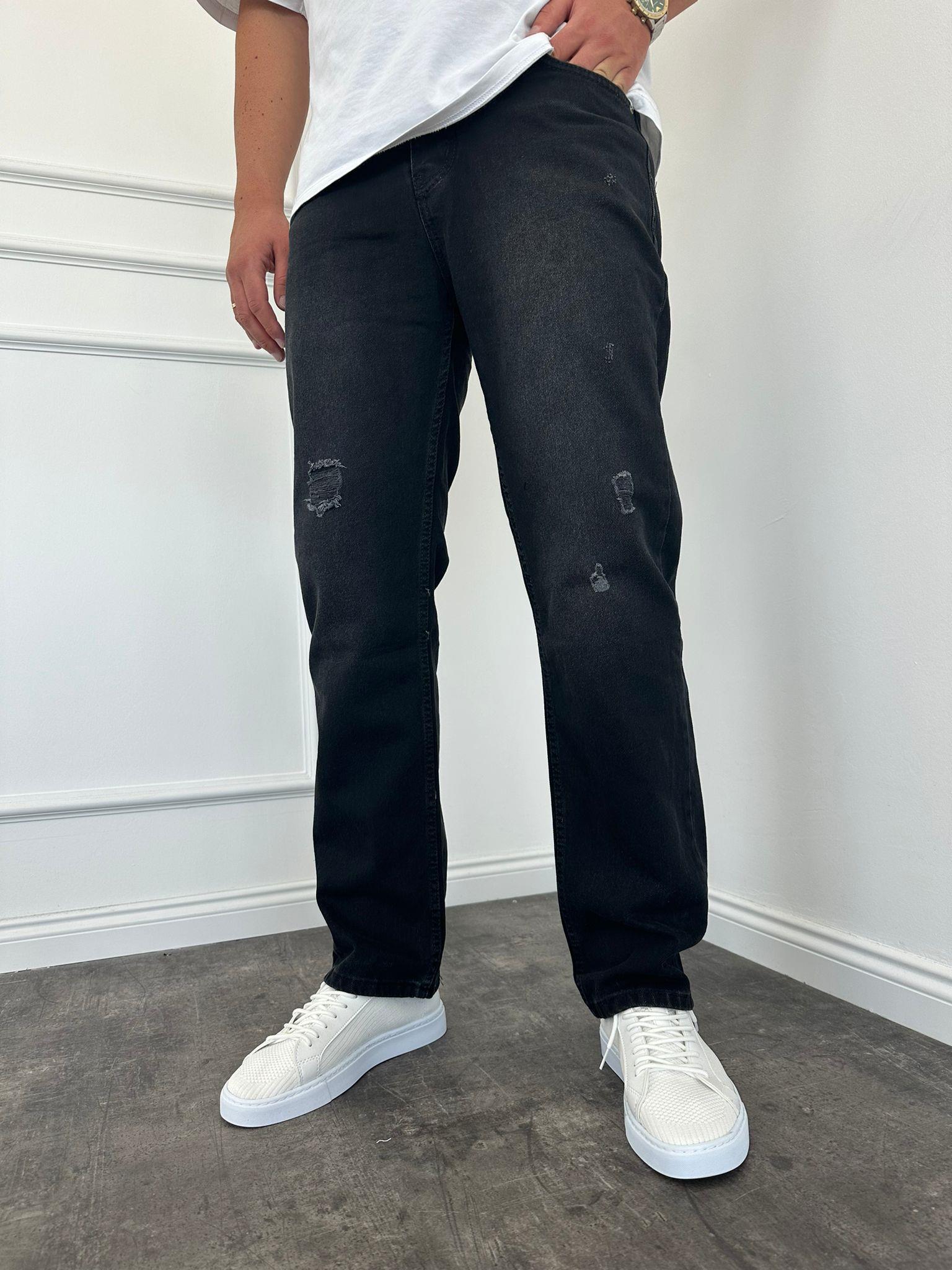 Füme Lazerli Baggy Jean