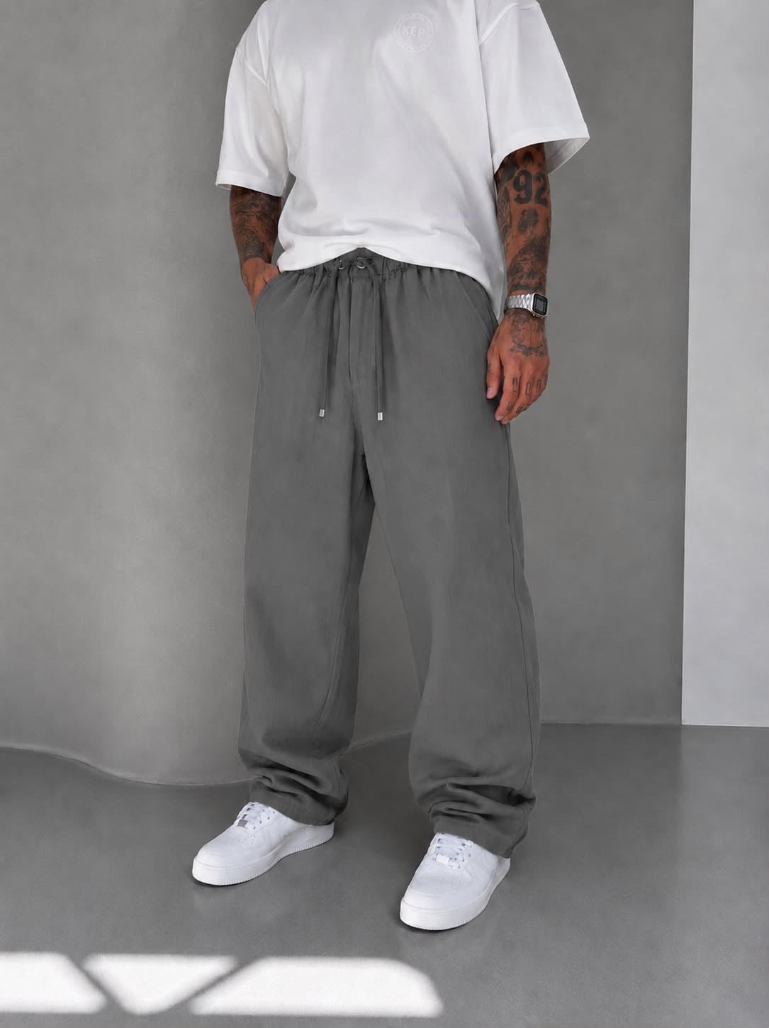 Füme Modal Kumaş Relax Baggy Pantolon