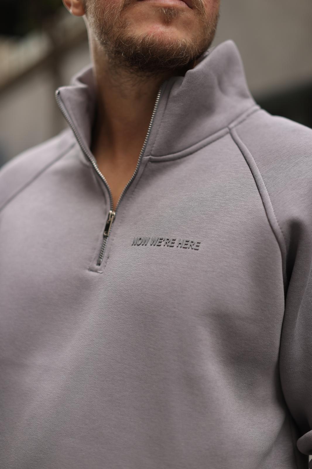 Füme Reglan Kol 3 İplik Şardonlu Sweatshirt