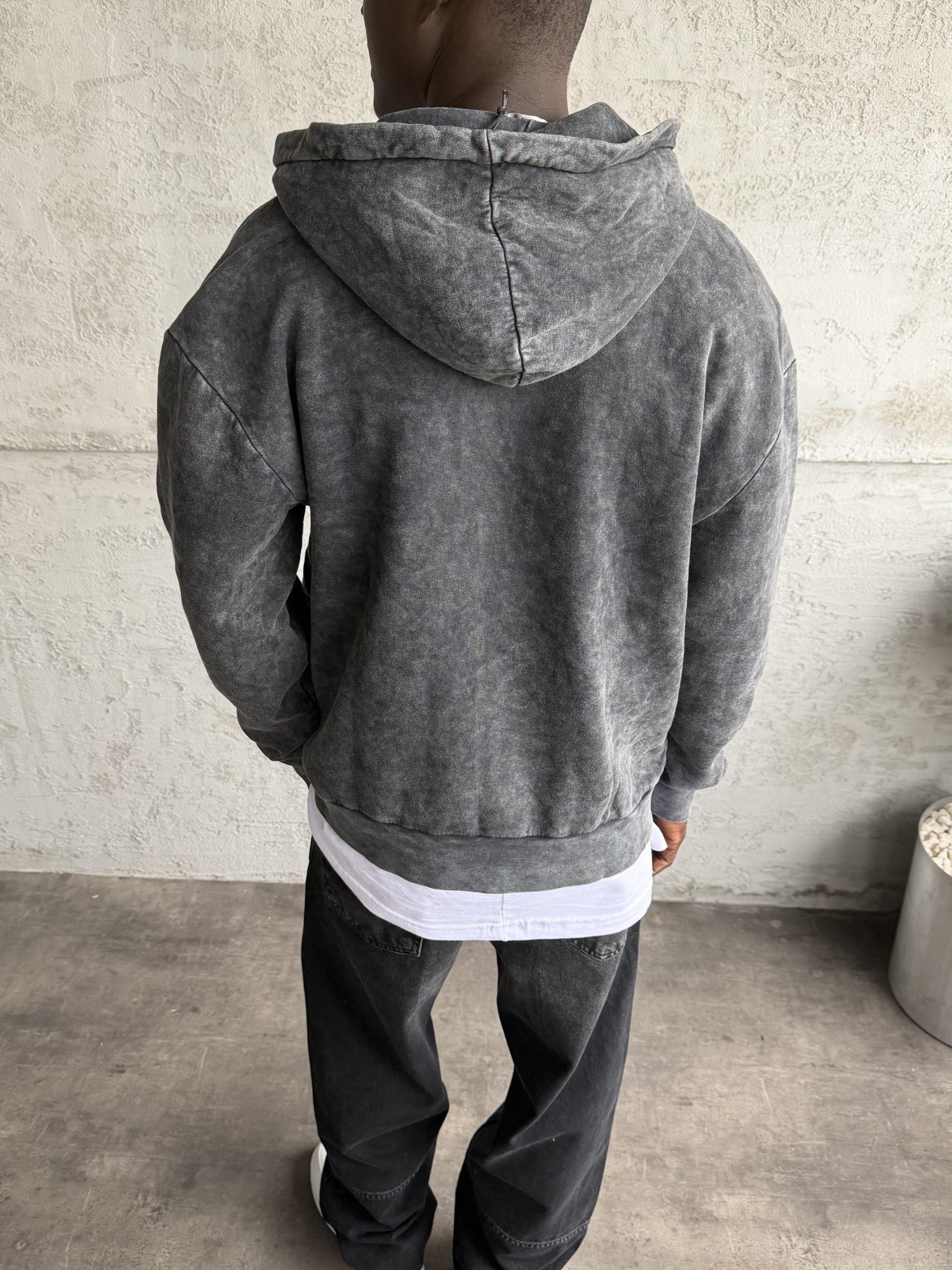 Füme Yıkamalı Kapüşonlü Sweatshirt