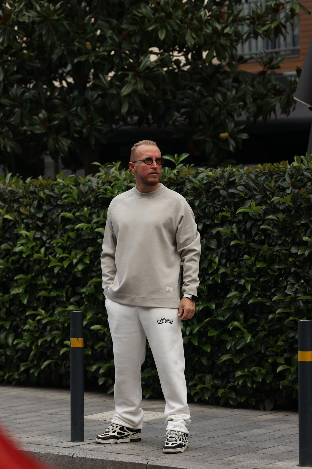 Gri Doubleface Kumaş Sweatshirt