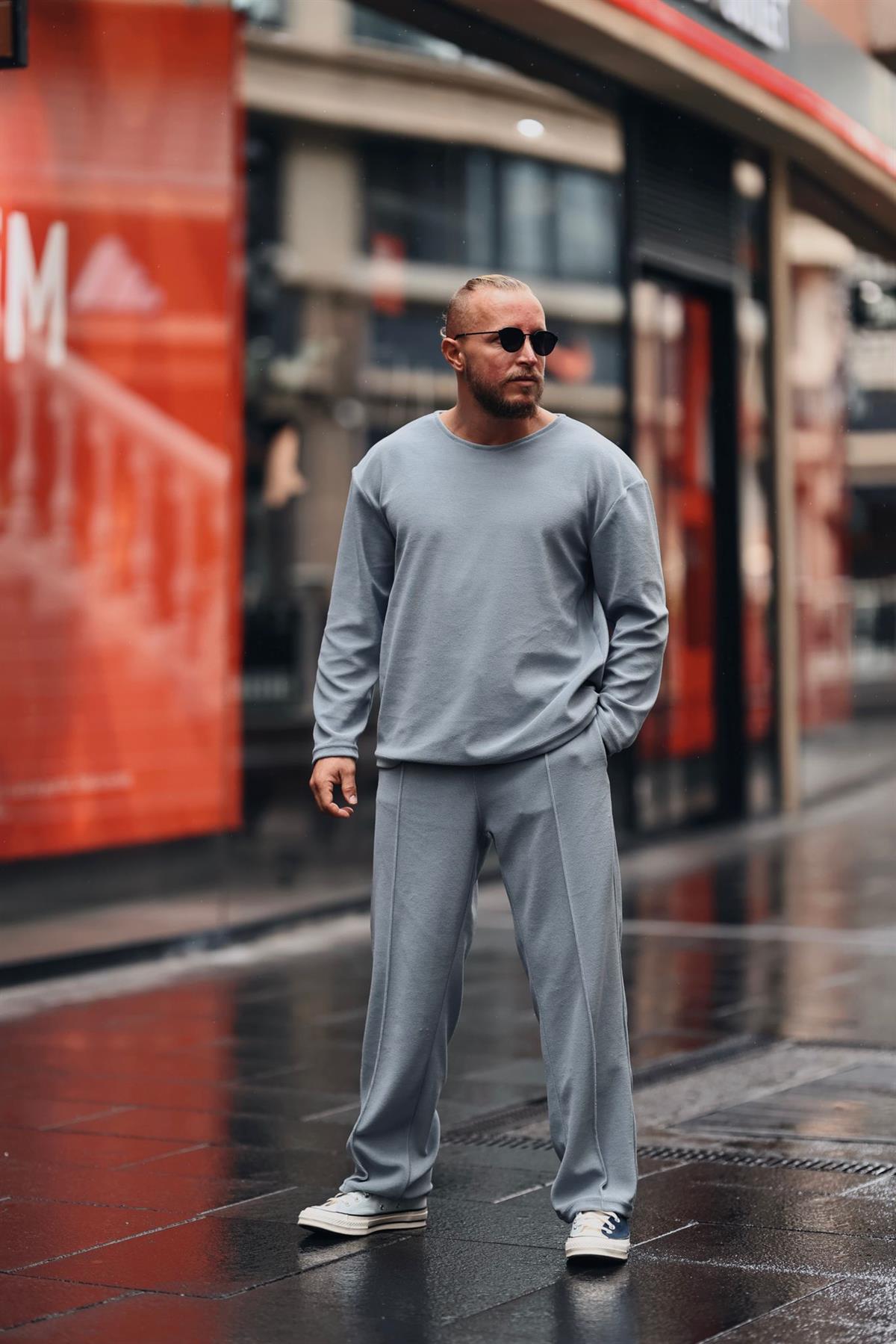 Gri Havlu Kumaş Baggy Eşofman