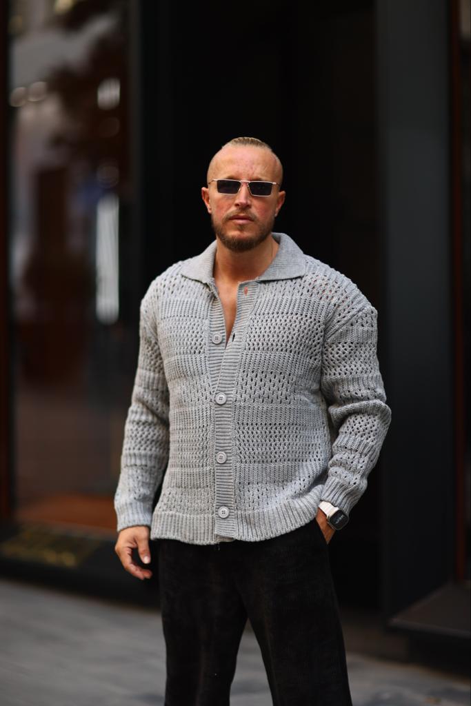 Gri Örme Triko Hırka