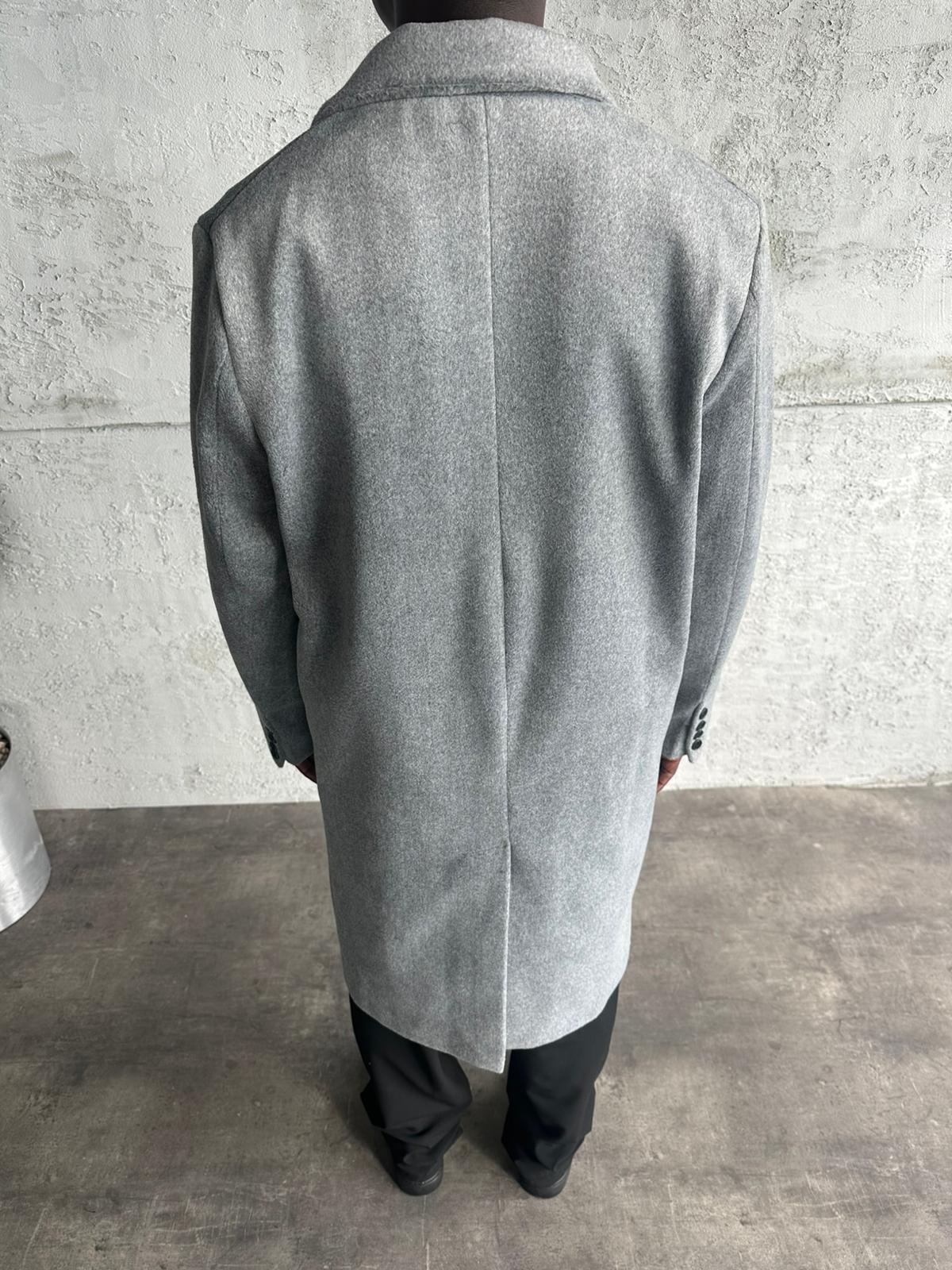 Gri Oversize Kaşe Kaban