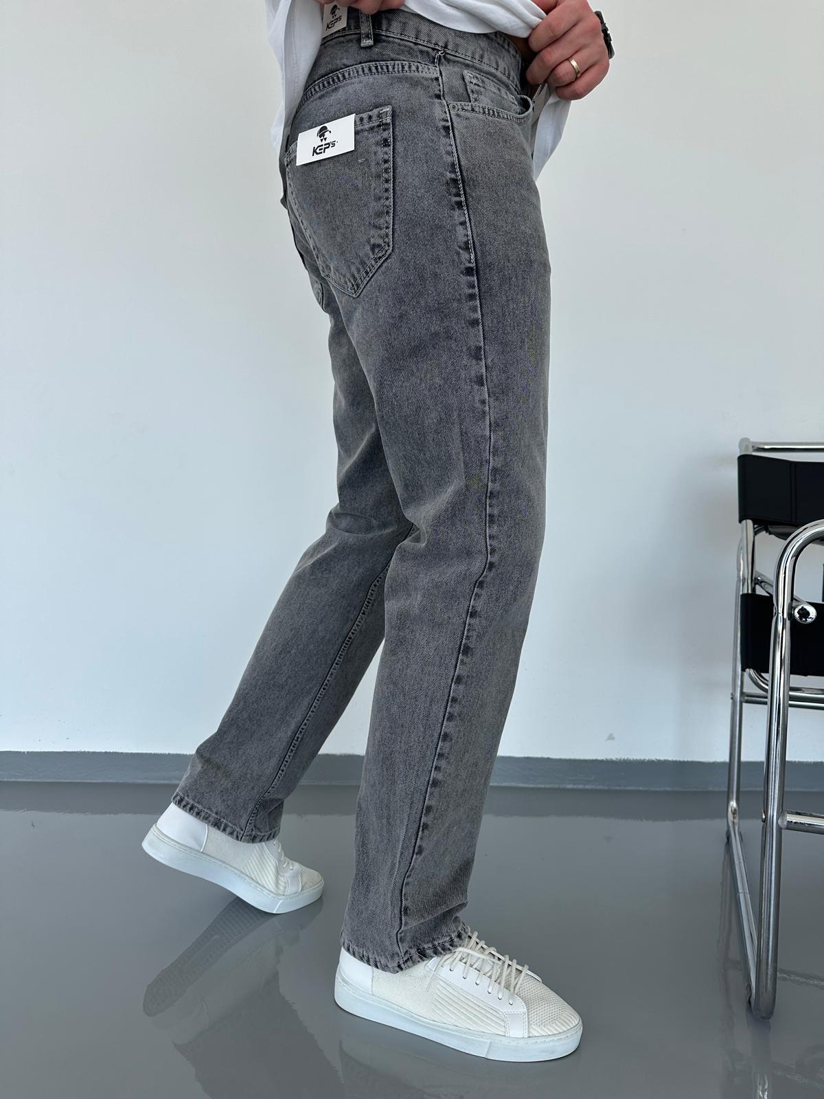 Gri Yıkamalı Baggy Jean