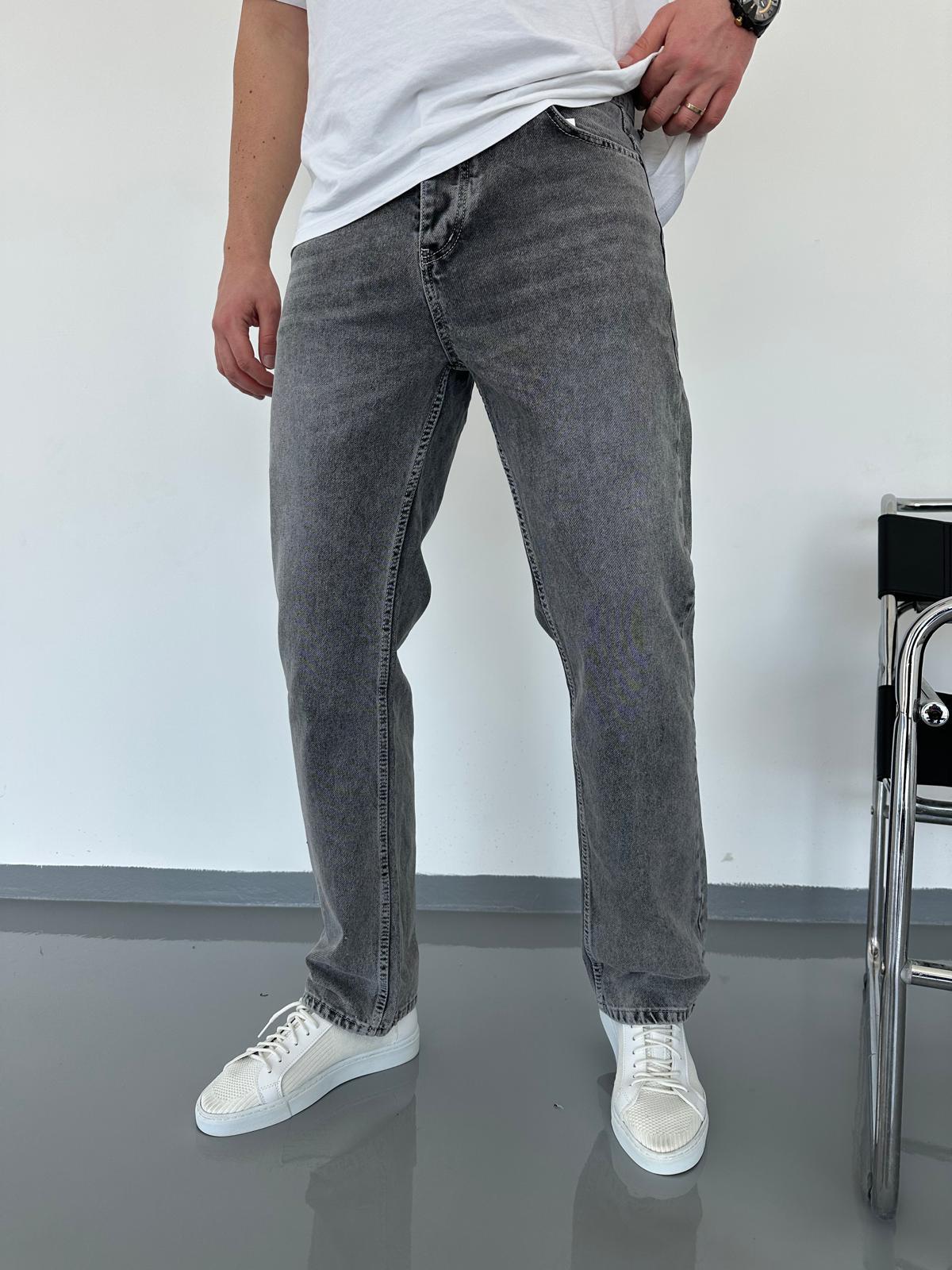 Gri Yıkamalı Baggy Jean