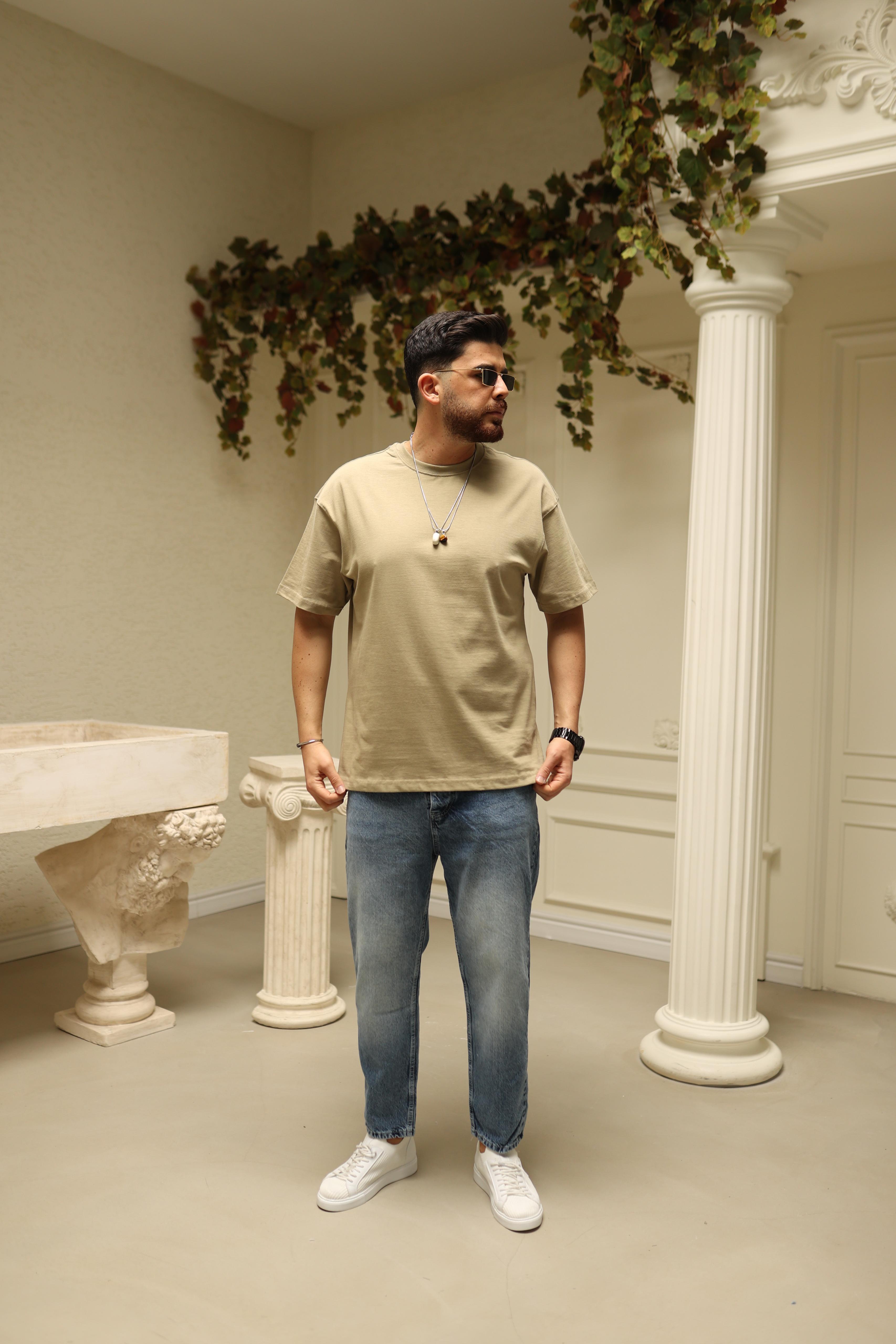 Haki Oversize Basic T-Shirt