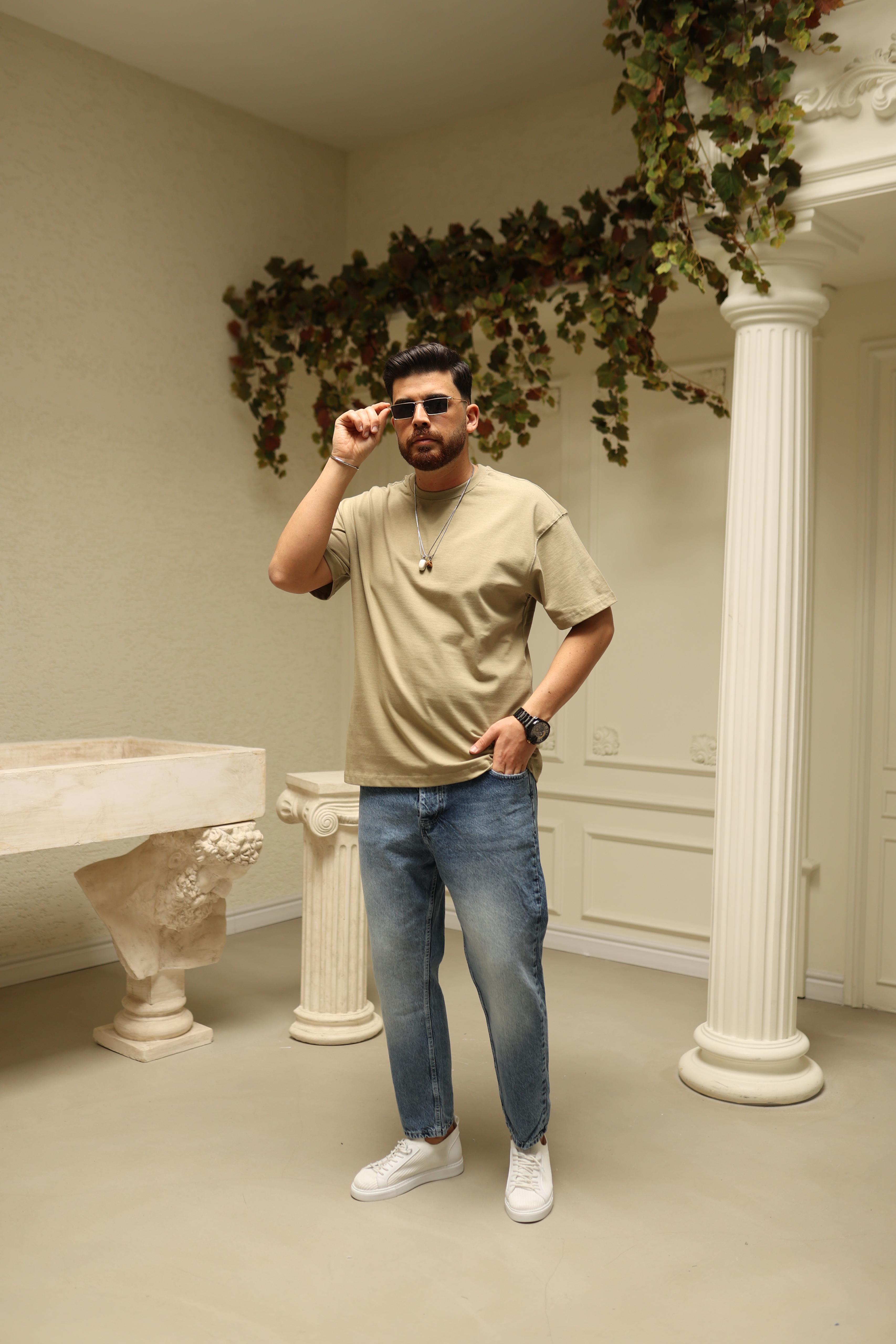 Haki Oversize Basic T-Shirt