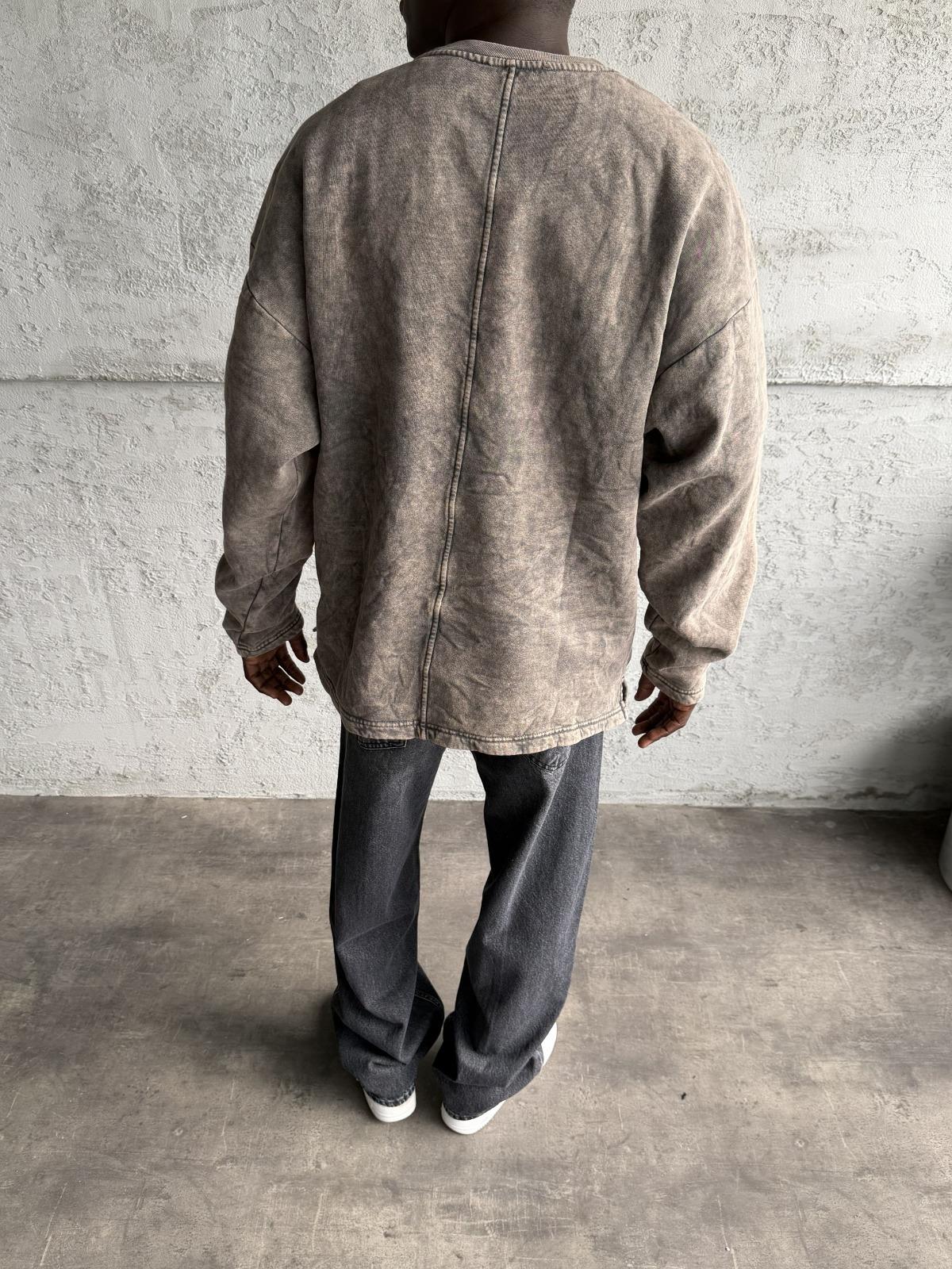 Kahve Yıkamalı Sweatshirt