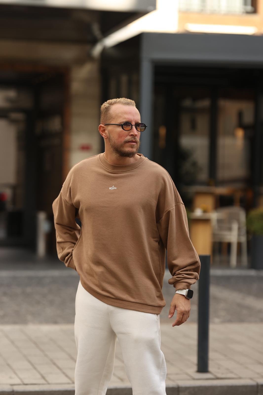 Kahverengi Kabartmalı Sweat