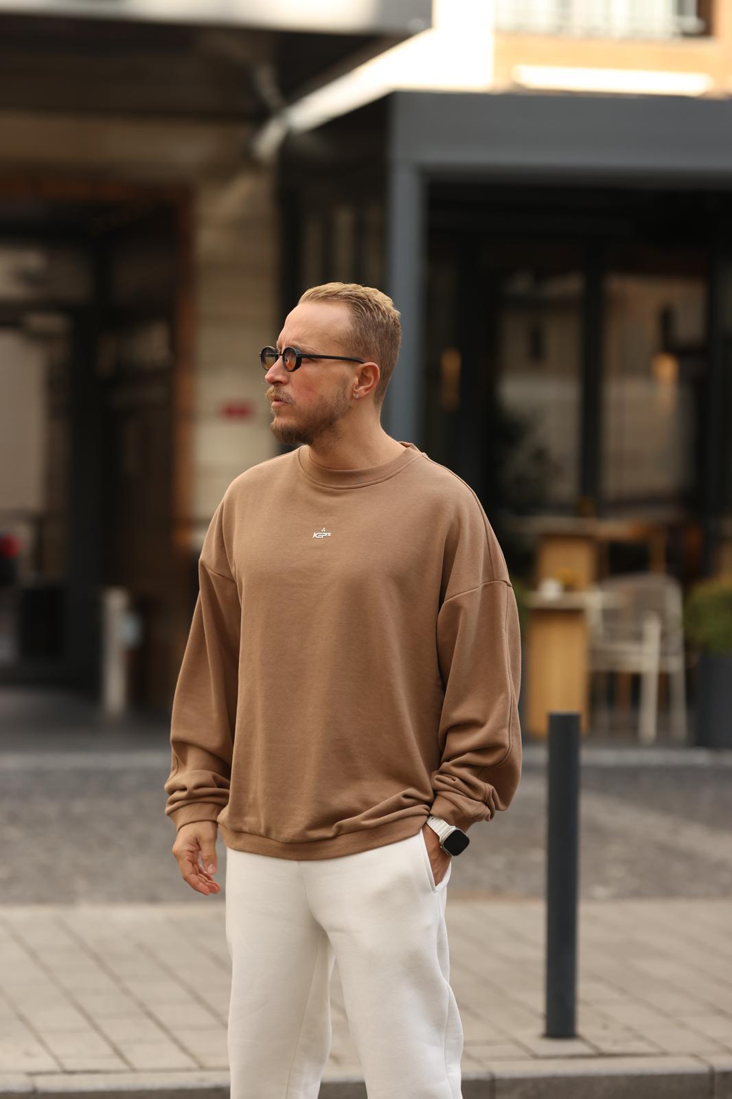 Kahverengi Kabartmalı Sweat