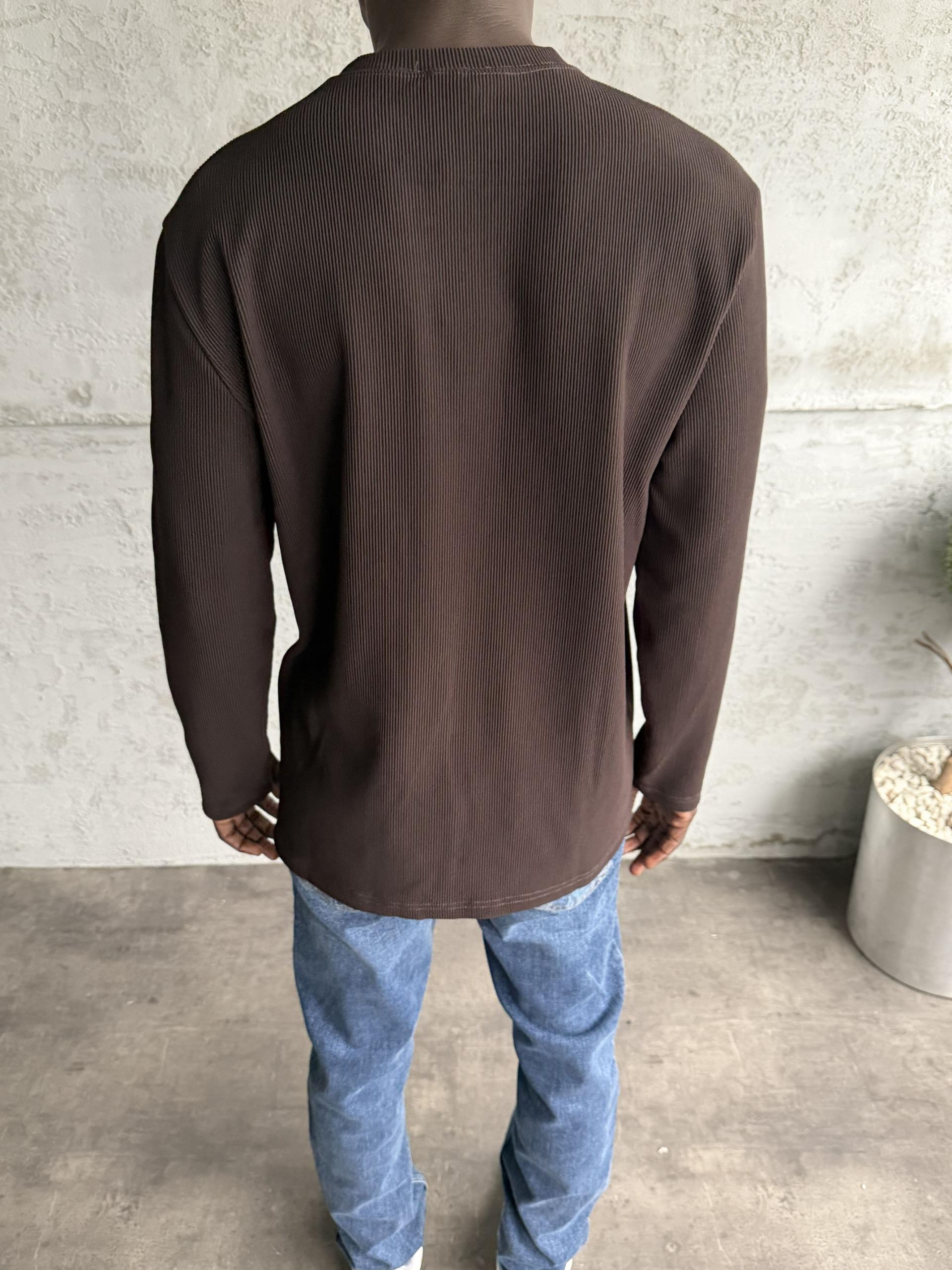 Koyu Kahve Fitili Basic Sweatshirt