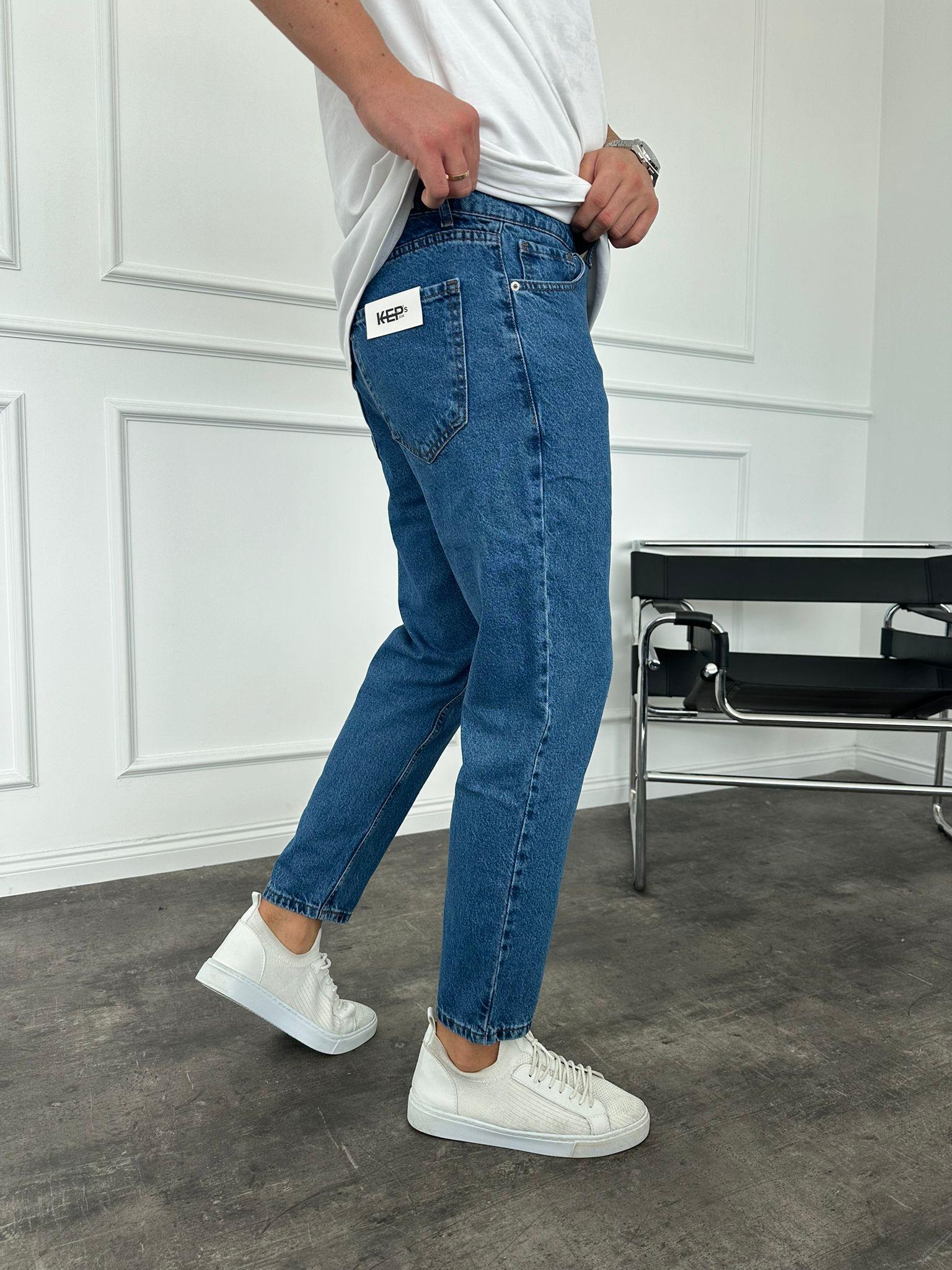 Koyu Mavi Boyfriend Jean