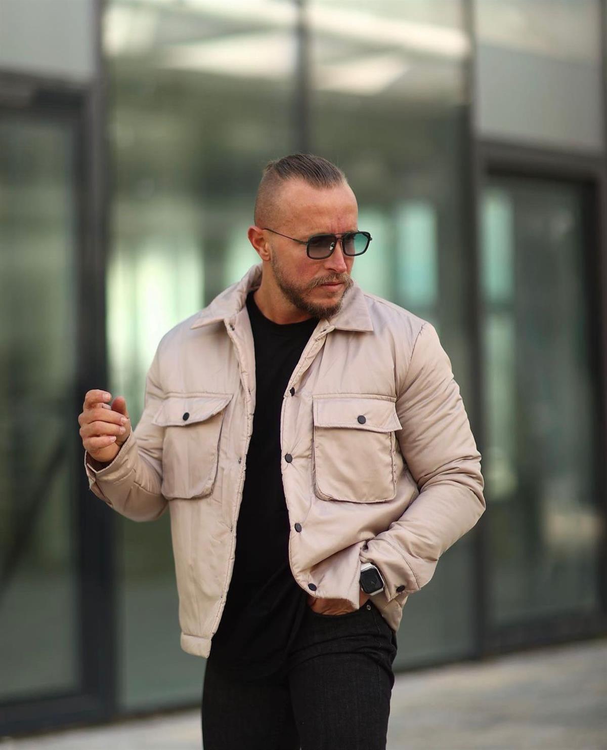 Krem Çift Cepli Ceket