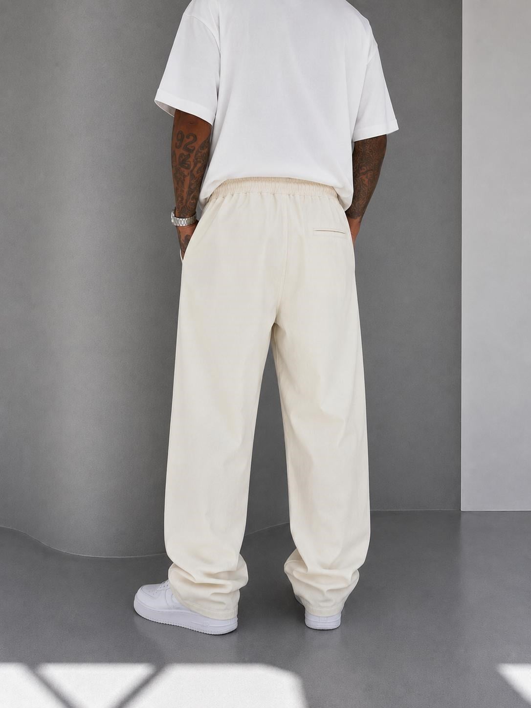 Krem Modal Kumaş Relax Baggy Pantolon