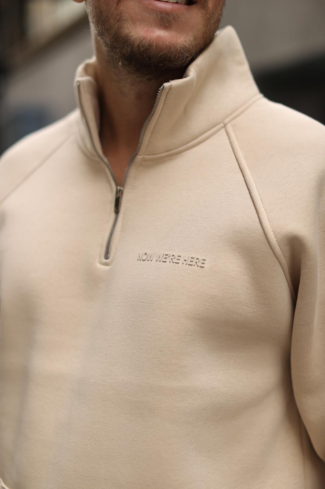 Krem Reglan Kol 3 İplik Şardonlu Sweatshirt