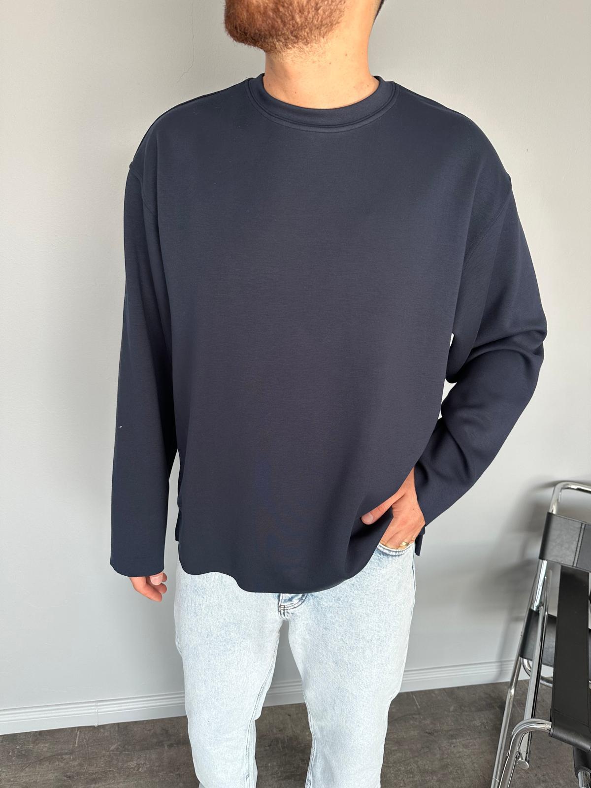 Lacivert Scuba Kumaş Sweatshirt
