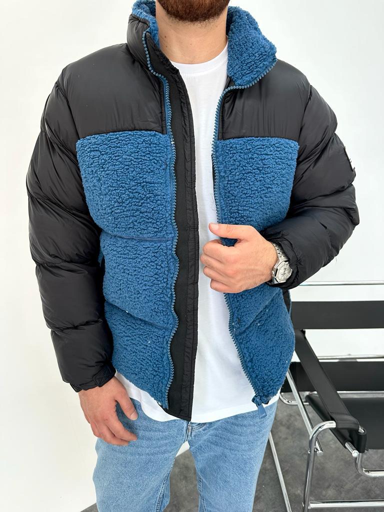Lacivert Siyah Peluş Mont