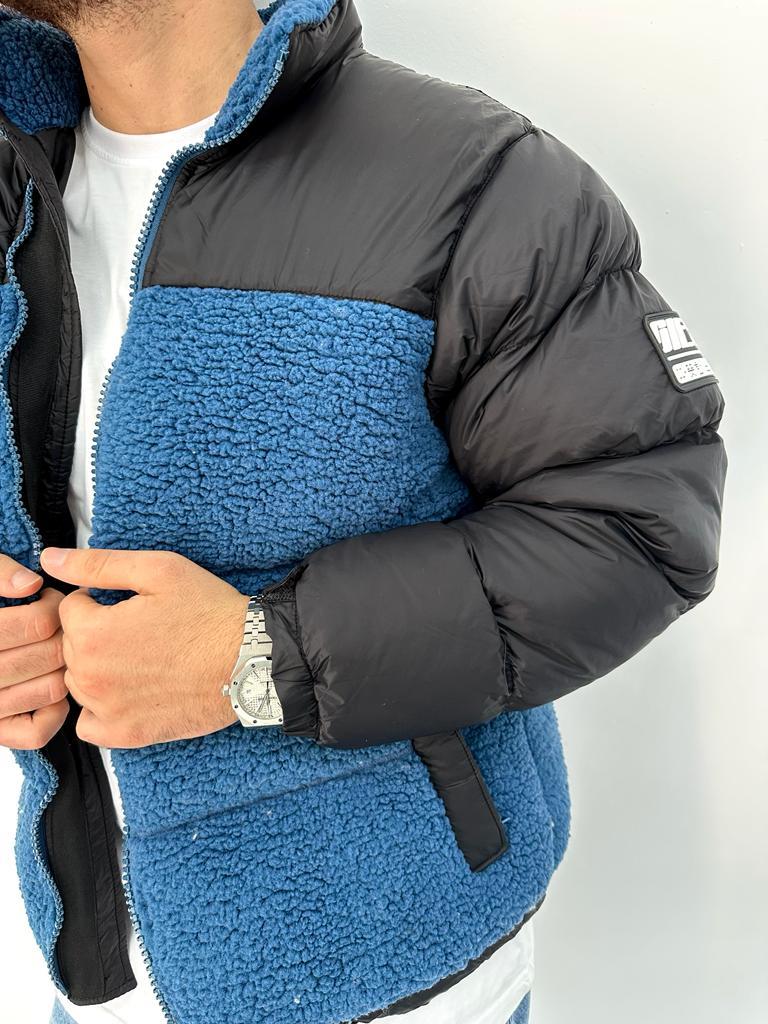 Lacivert Siyah Peluş Mont